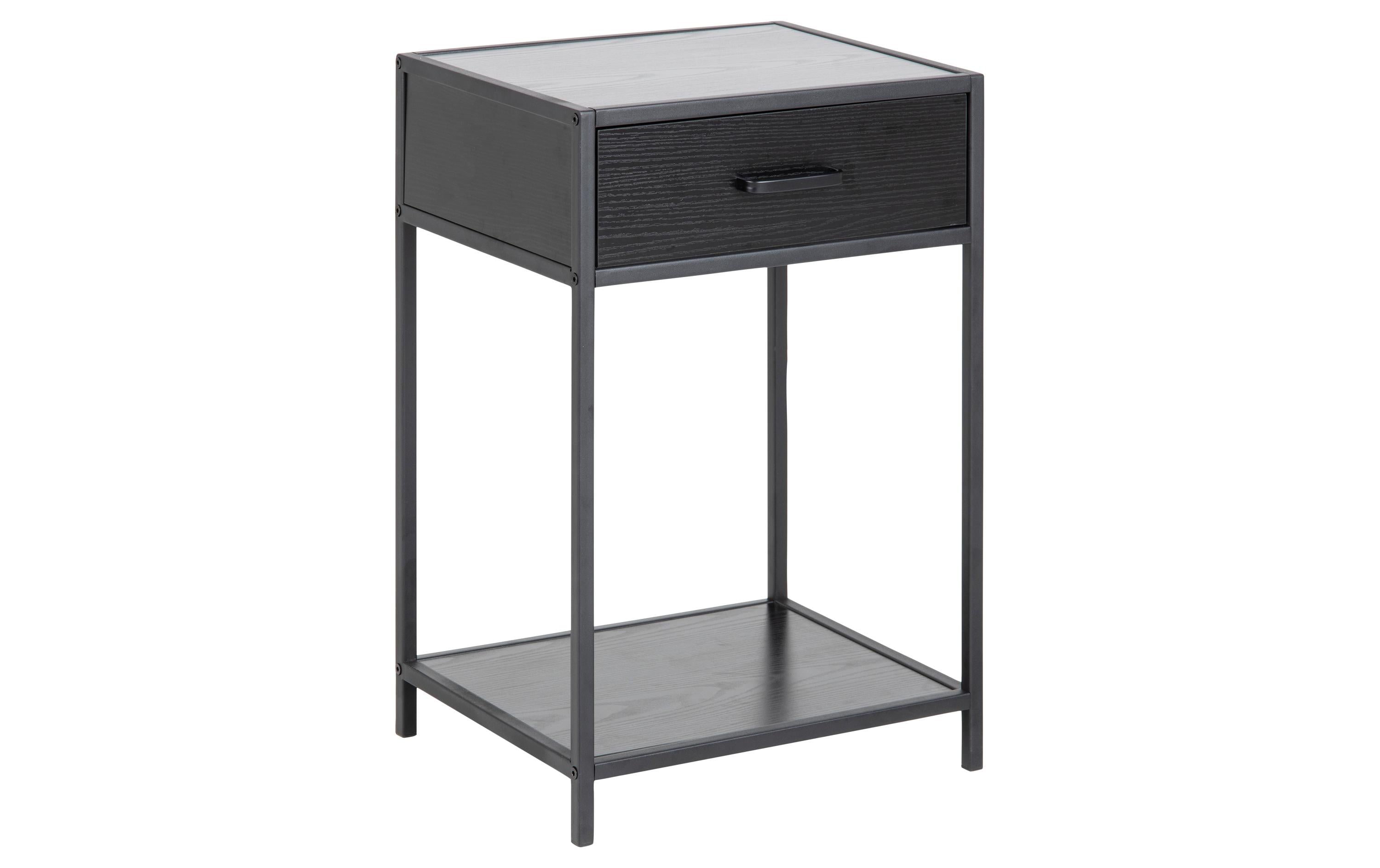 AC Design Nachttisch Seaford 42 x 35 x 63 cm, Schwarz