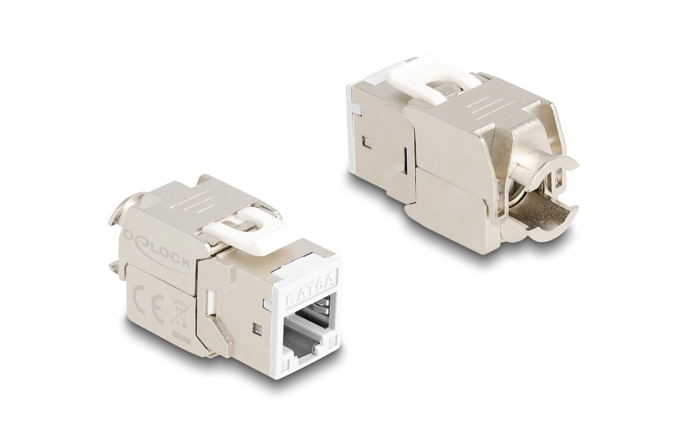 Delock Keystone-Modul RJ45 zu LSA Cat.6A Weiss, 10 Stück