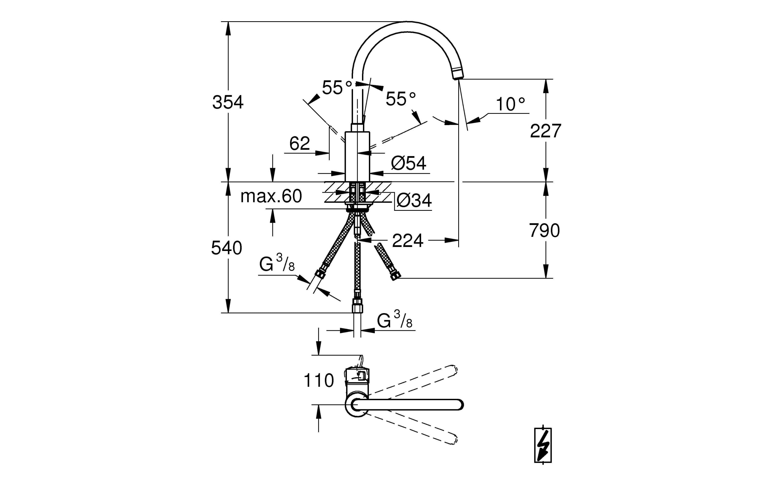 GROHE Küchenarmatur Eurosmart Cosmopolitan C-Auslauf