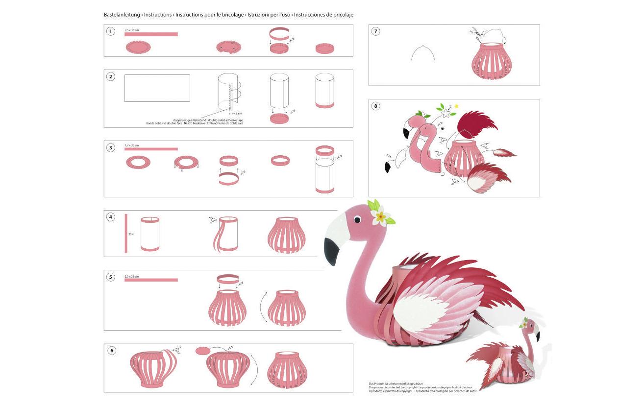 URSUS Laternen-Bastelset 1 Stück, Flamingo