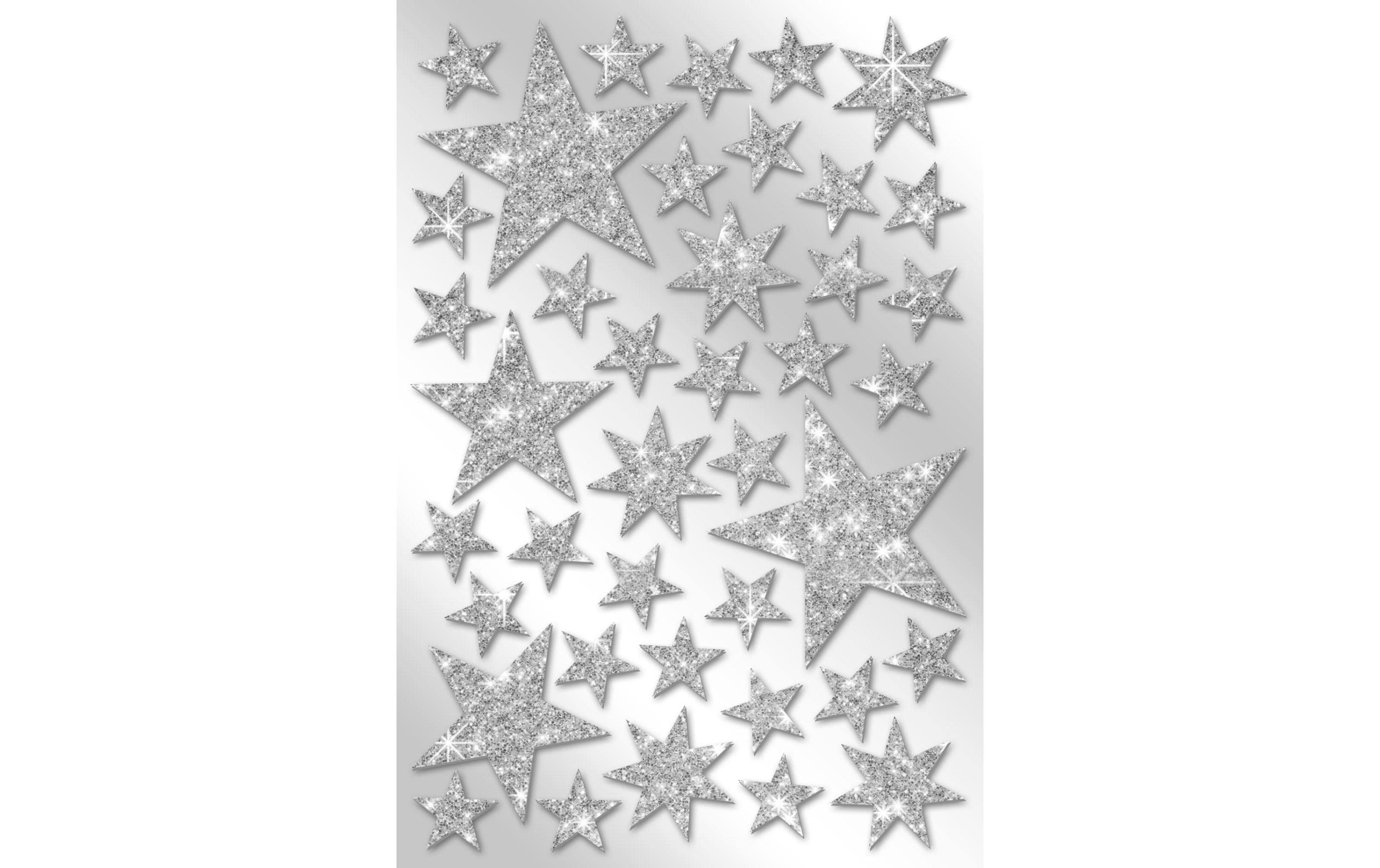 Braun + Company Weihnachtssticker Glitzersterne, Silber