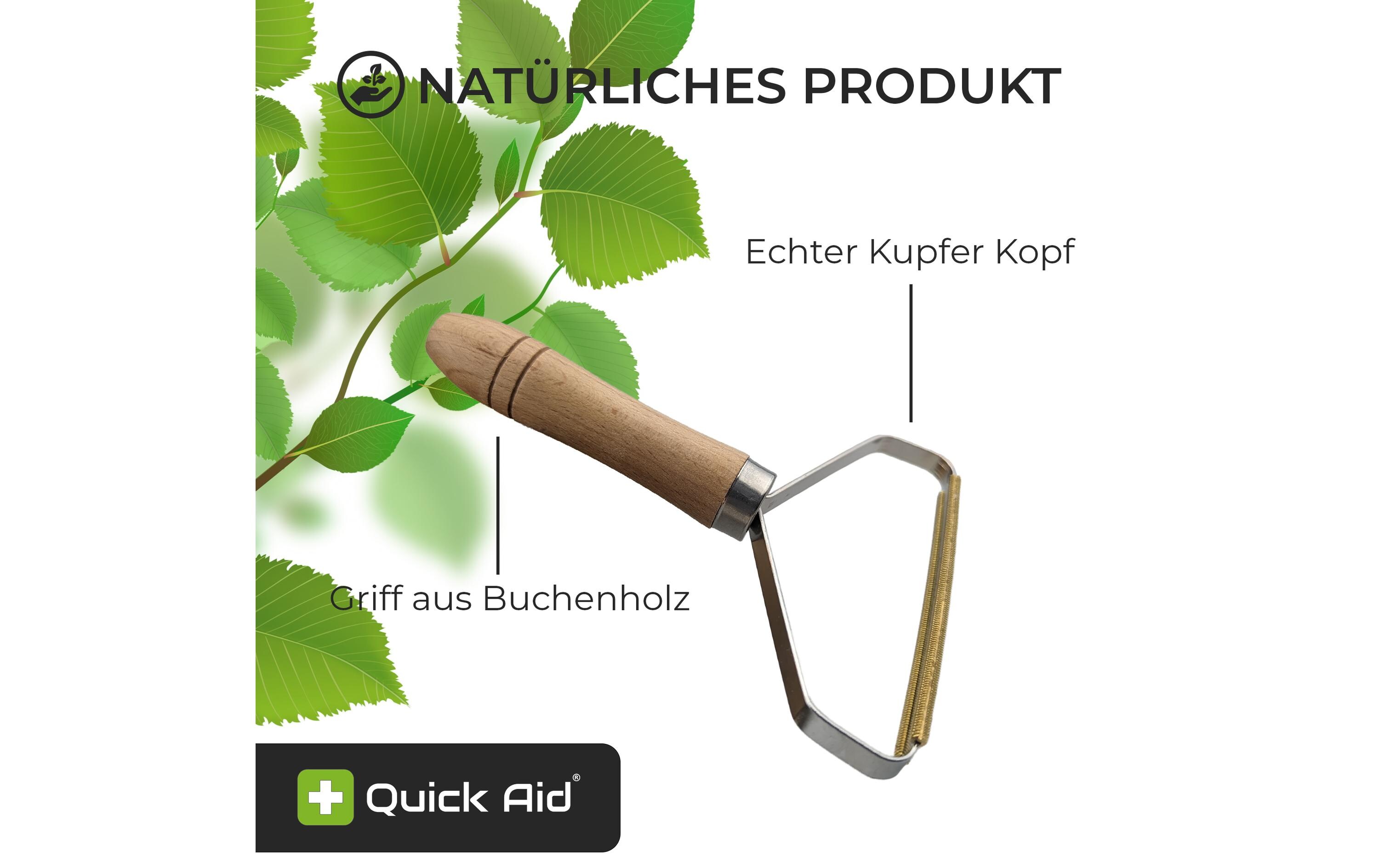 Quick Aid Fusselentferner und Tierhaarentferner mit Buchenholzgriff