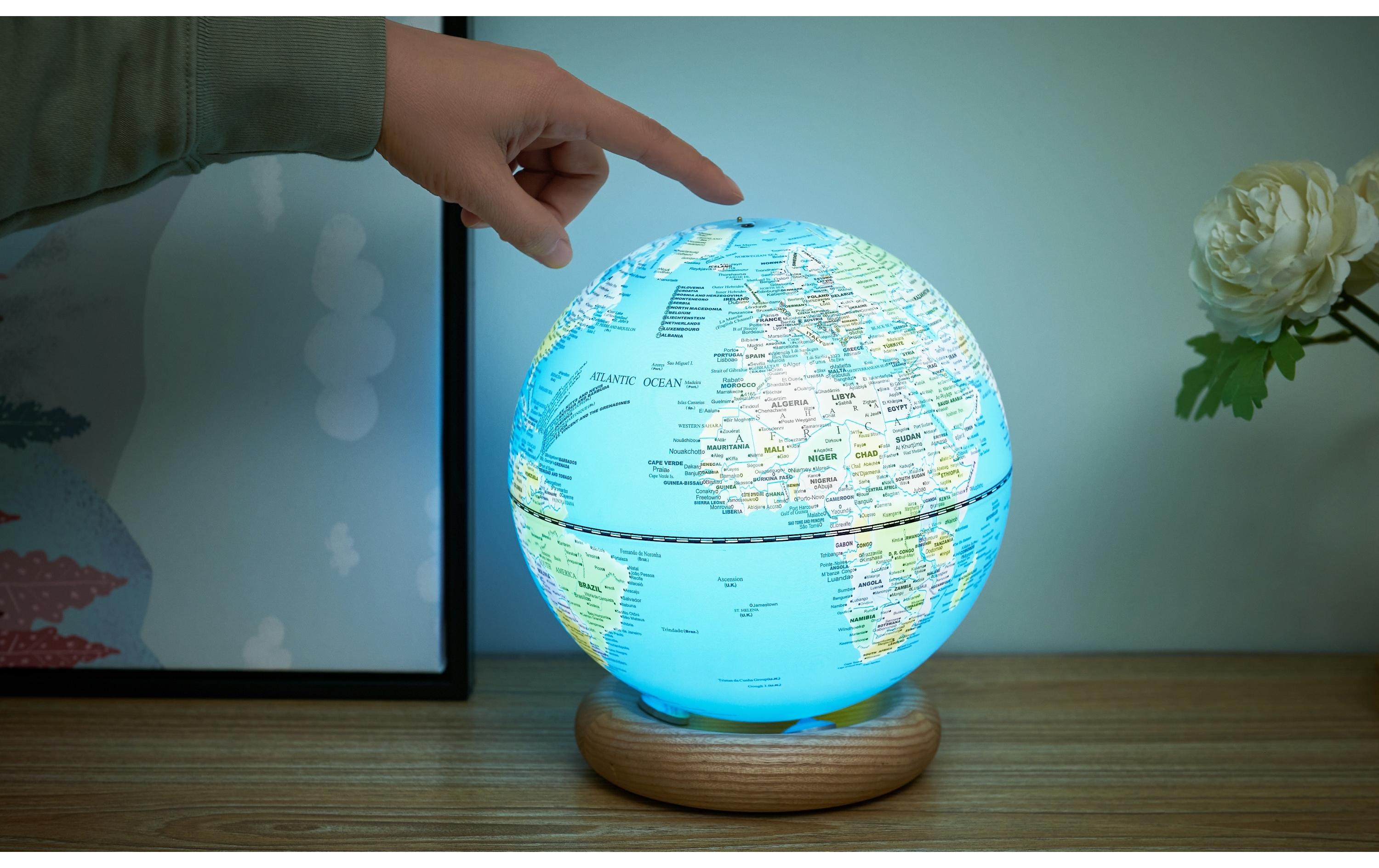 Gingko LED Stimmungslicht AtlasGlobe 20 cm Blau/Hellbraun