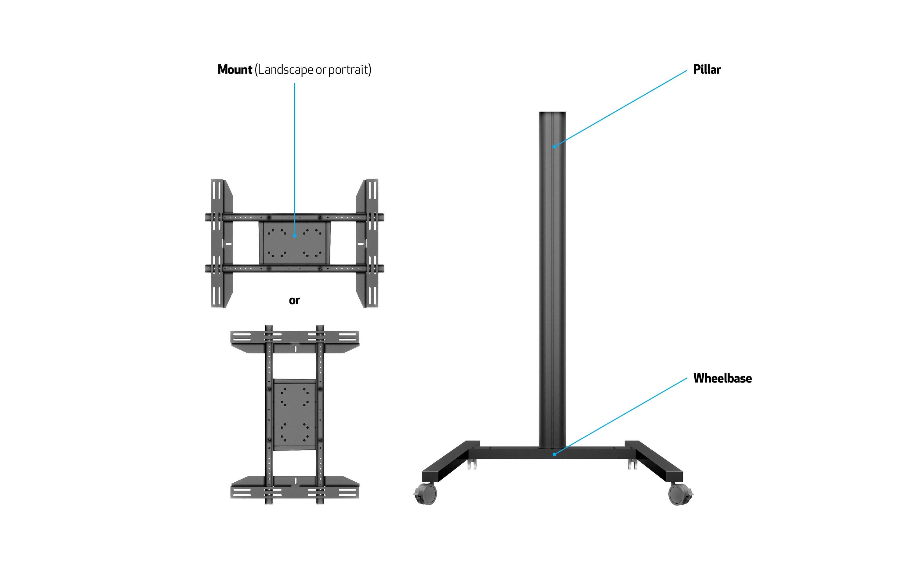 Multibrackets TV-Trolley Display Stand 180 Single bis max. 50 kg