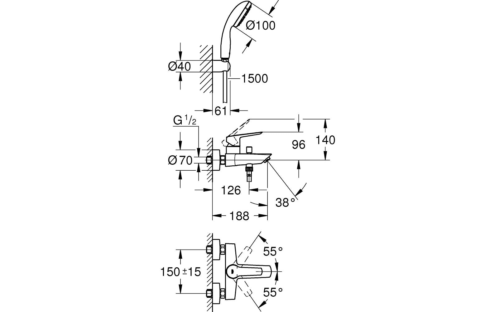 GROHE Badewannenarmatur Set Start 1/2