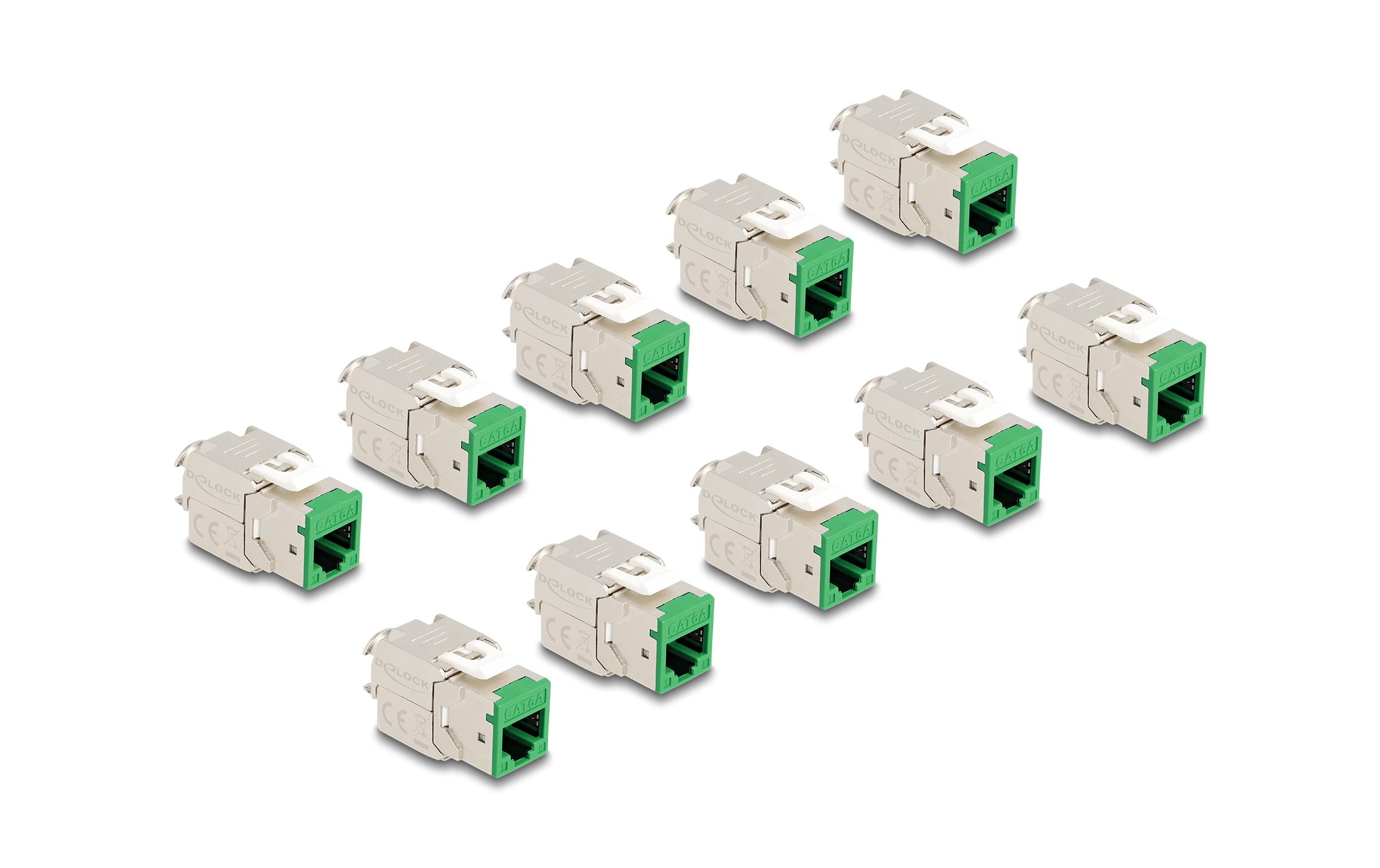 Delock Keystone-Modul RJ45 zu LSA Cat.6A Grün, 10 Stück