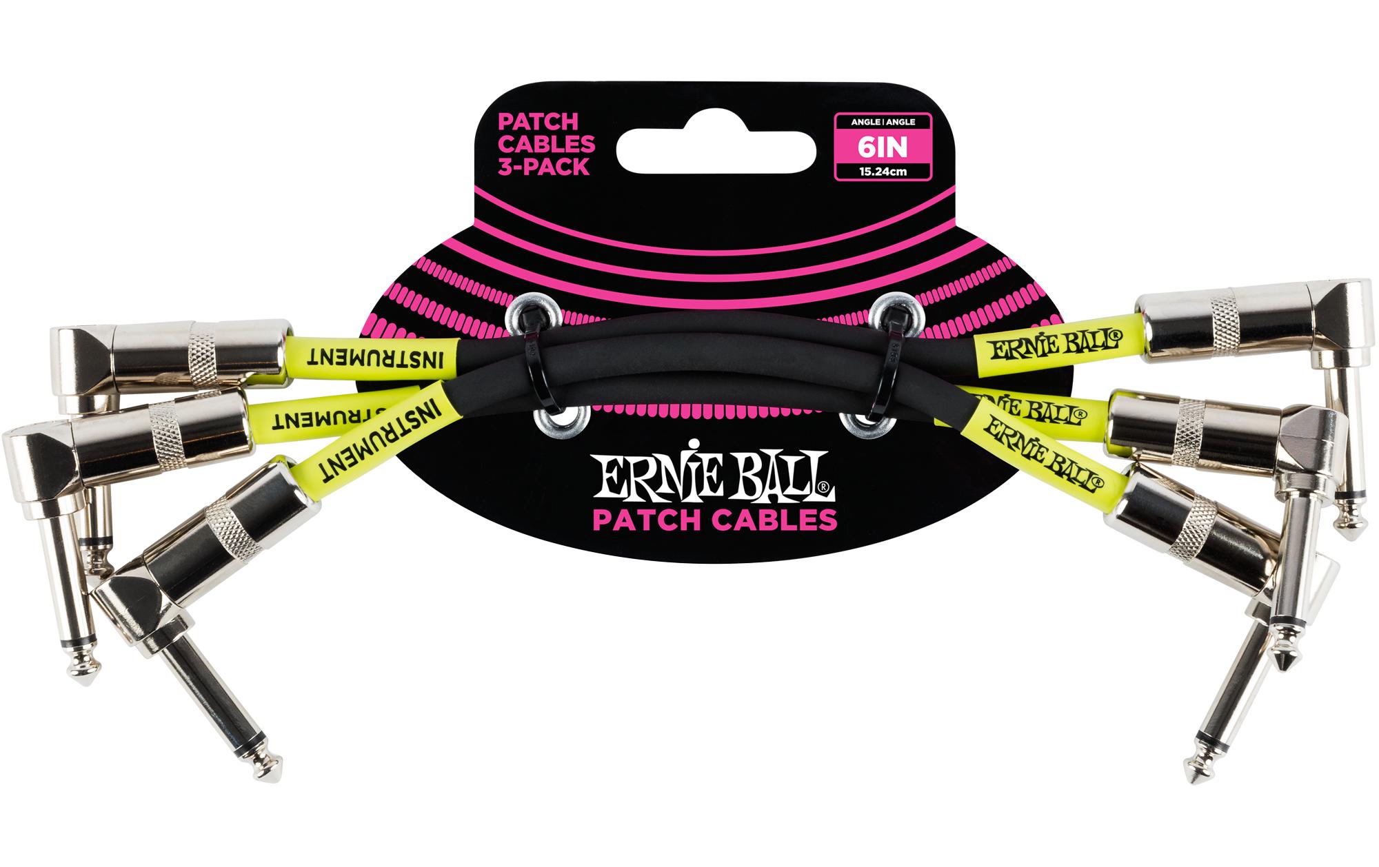 Ernie Ball Patch-Kabel 6050 3er Pack – 0.15 m, Schwarz