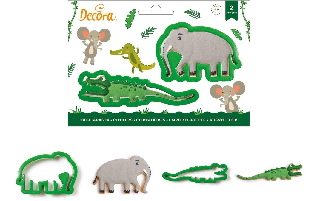 Decora Guetzli-Ausstecher-Set Mini 2 Stück, Krokodil und Elefant