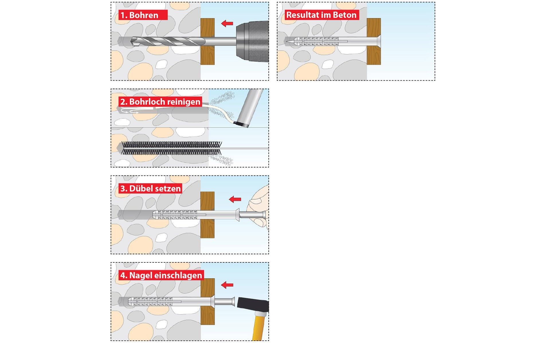 Tox-Dübel Nageldübel Attack 6x60 mm, Blister 10 Stück