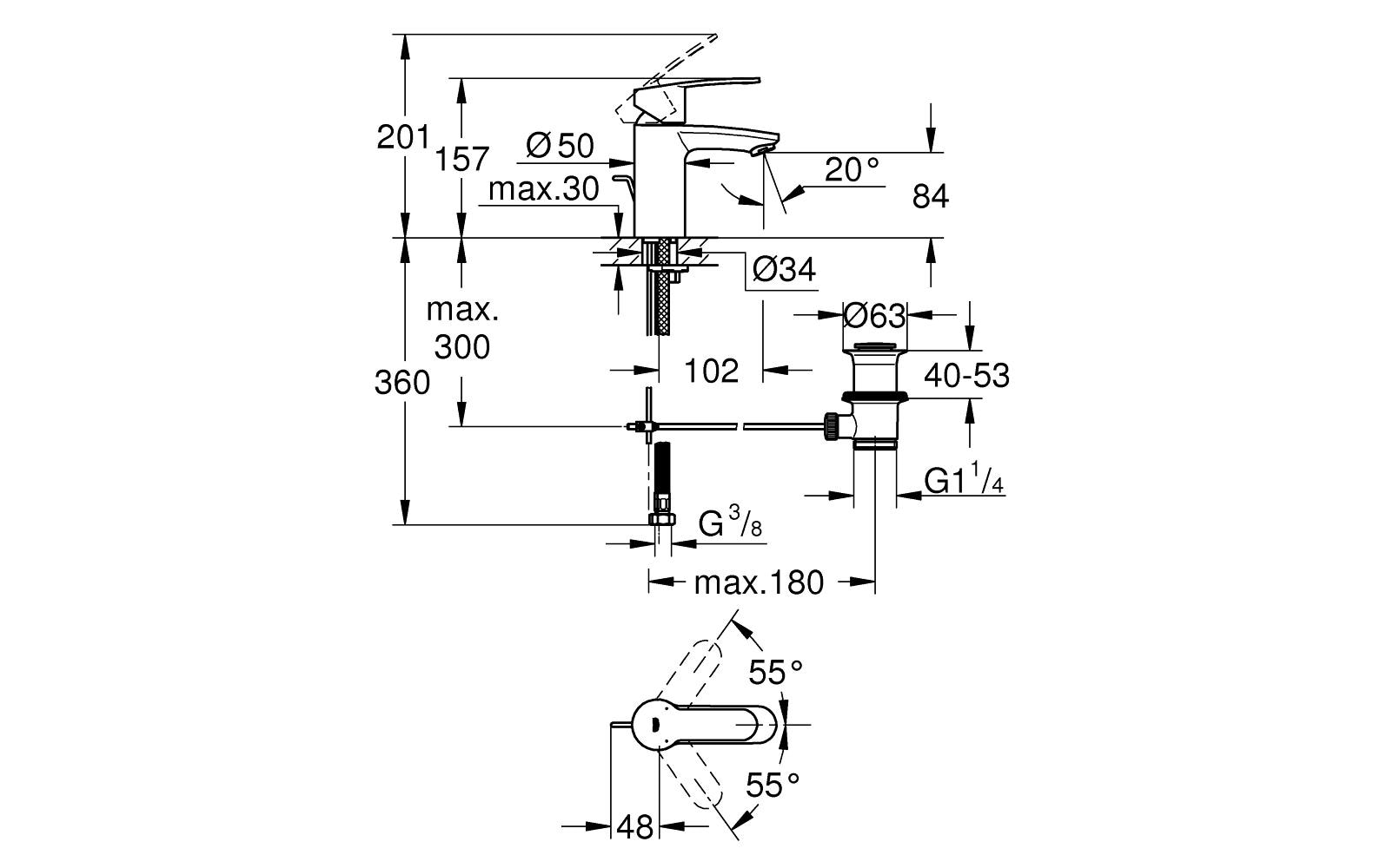 GROHE Lavaboarmatur Eurostyle Cosmopolitan 1/2 S-Size