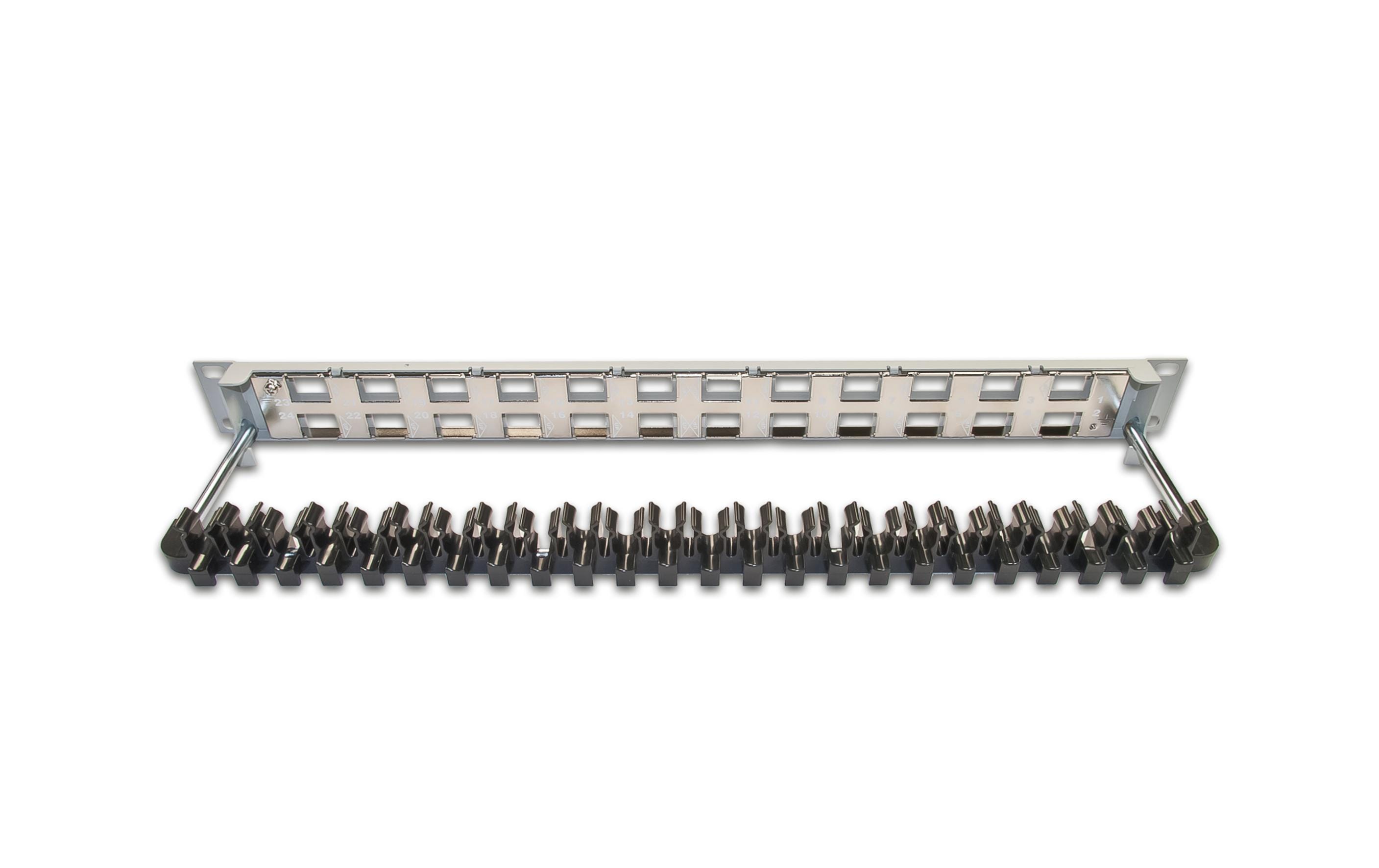 Wirewin Patchpanel 24 Port, Keystone, 1HE 19 Rack Hellgrau