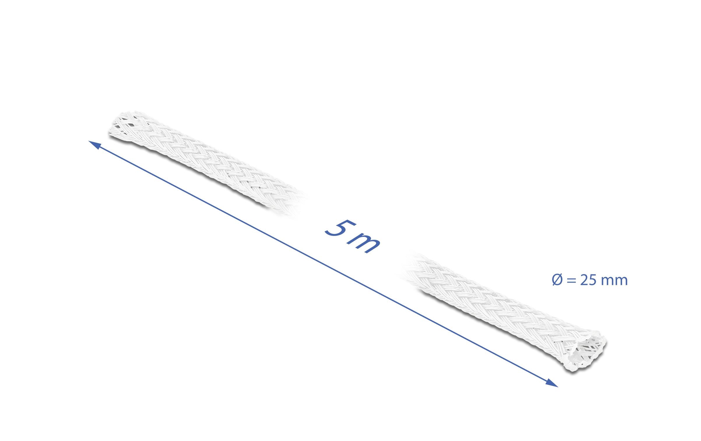 Delock Kabelschlauch dehnbar, 5m x 25 mm Weiss