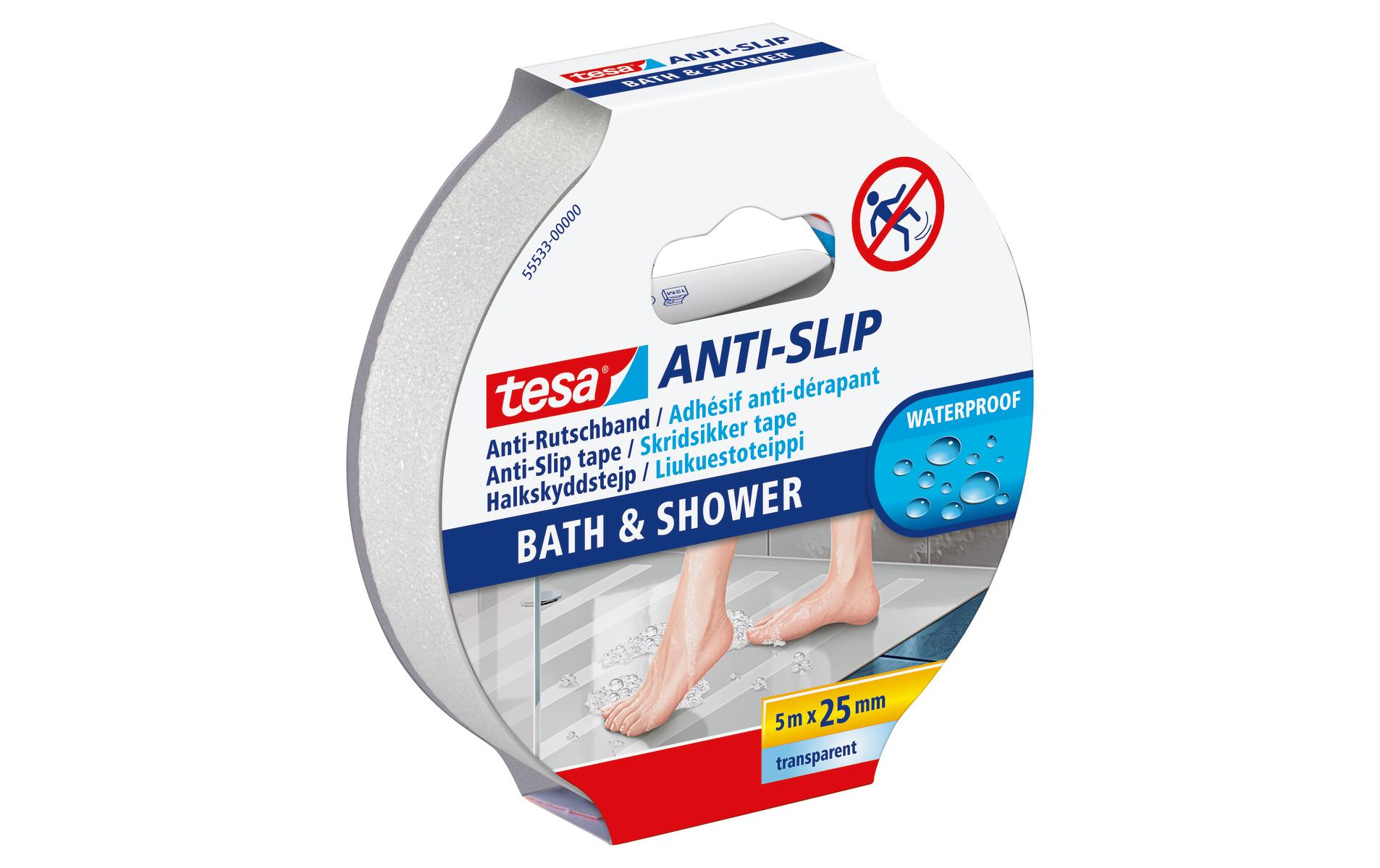 tesa Anti-Rutschband Bad & Dusche, 5 m x 25 mm