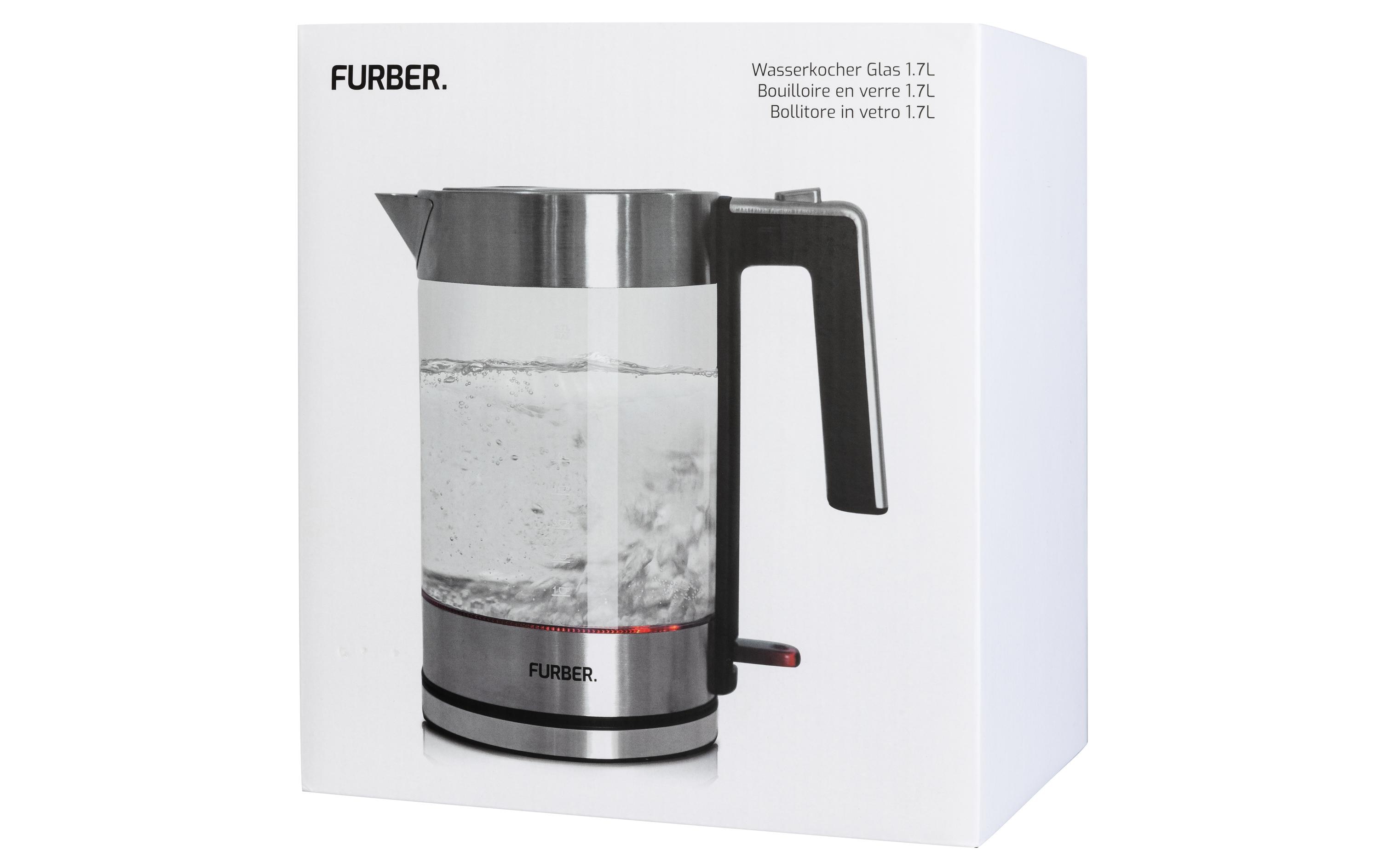 FURBER Wasserkocher Vetro 1.7 l, Silber/Transparent