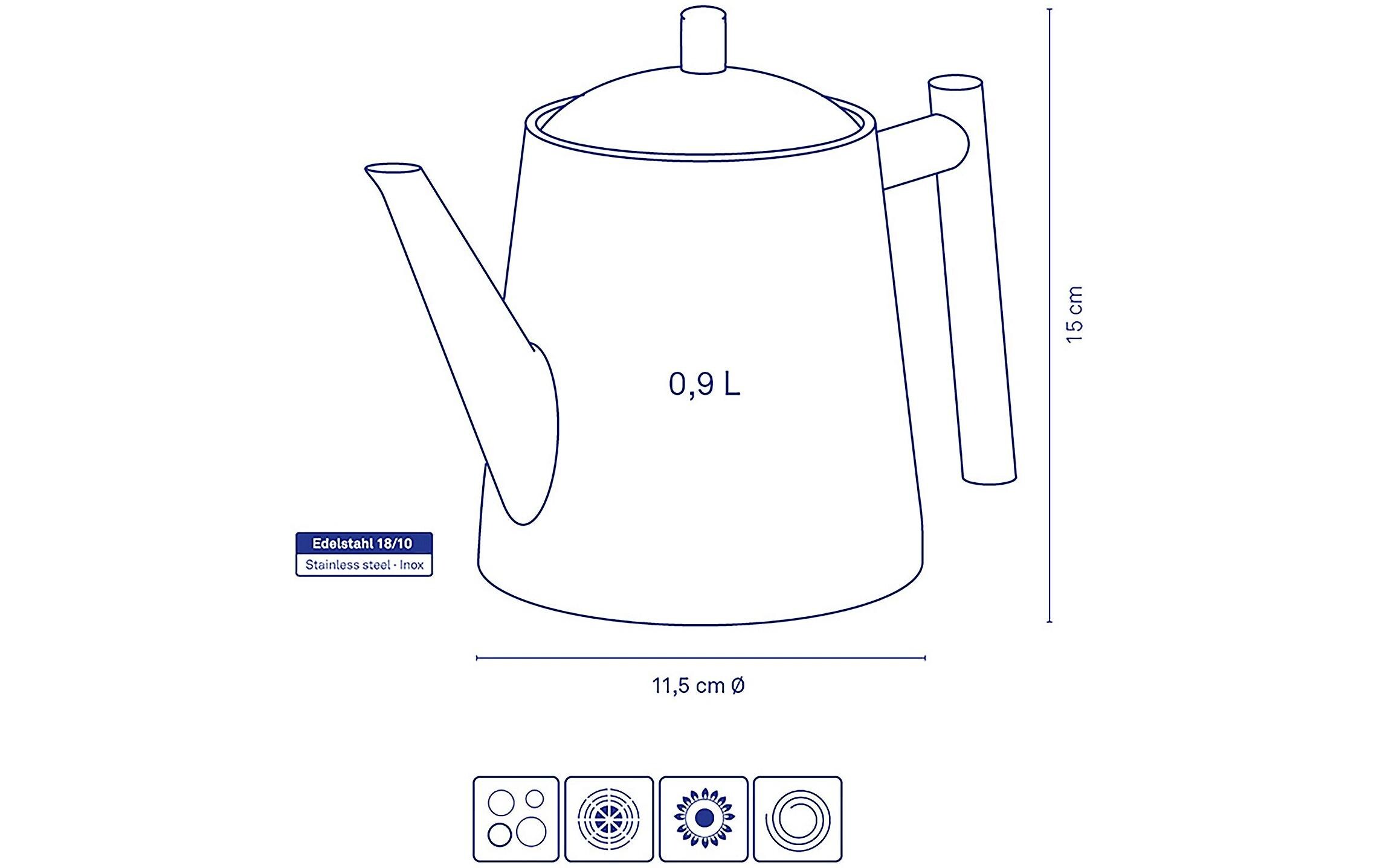 Kela Teebereiter Ancona 0.9 l, Silber