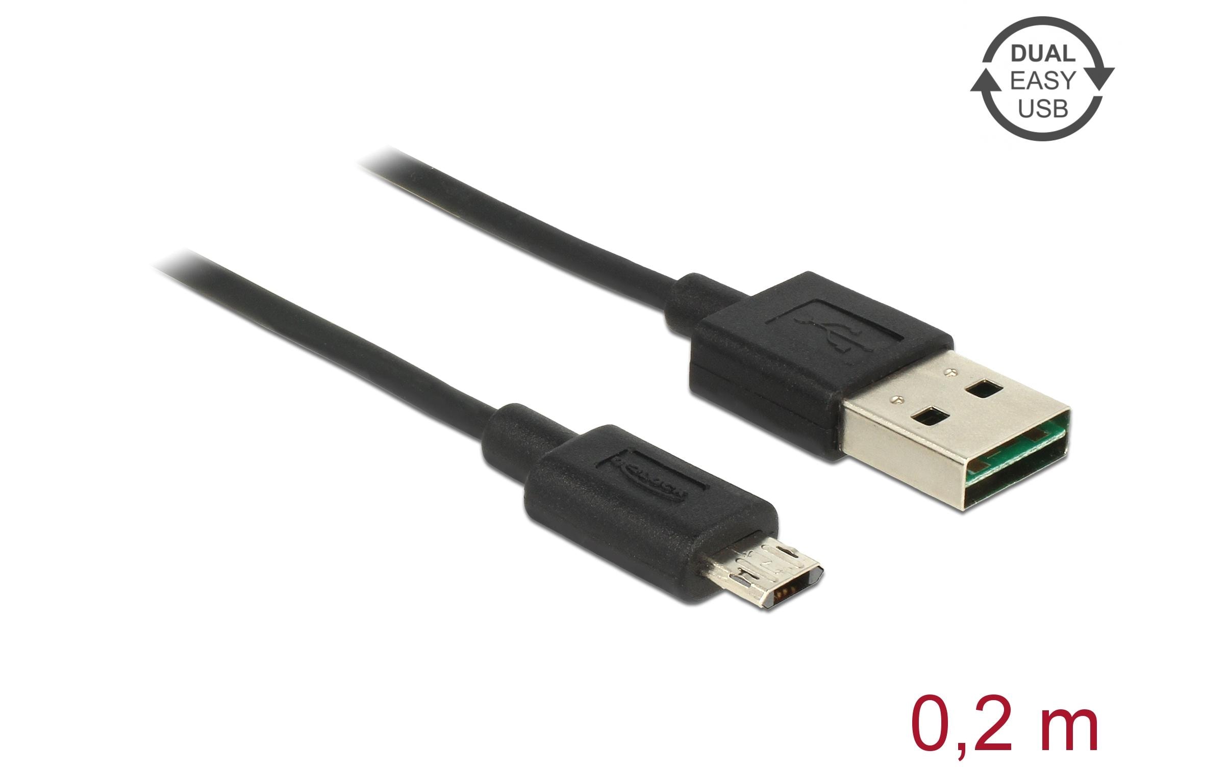 Delock USB 2.0-Kabel EASY-USB USB A - Micro-USB B 0.2 m