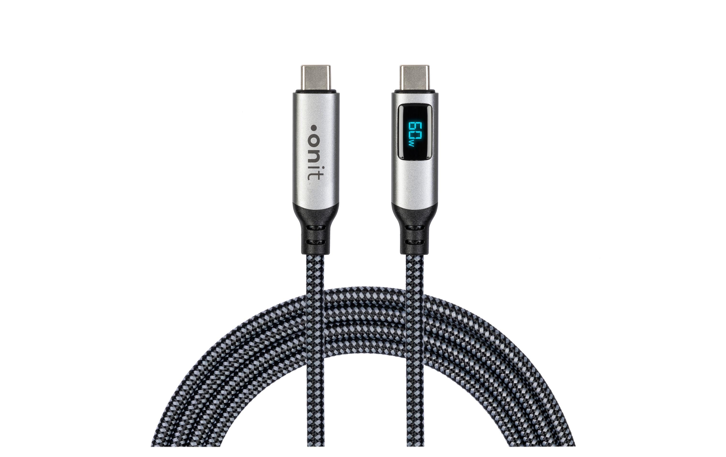 onit USB4-Kabel Premium LED USB C - USB C 3 m, Grau/Schwarz