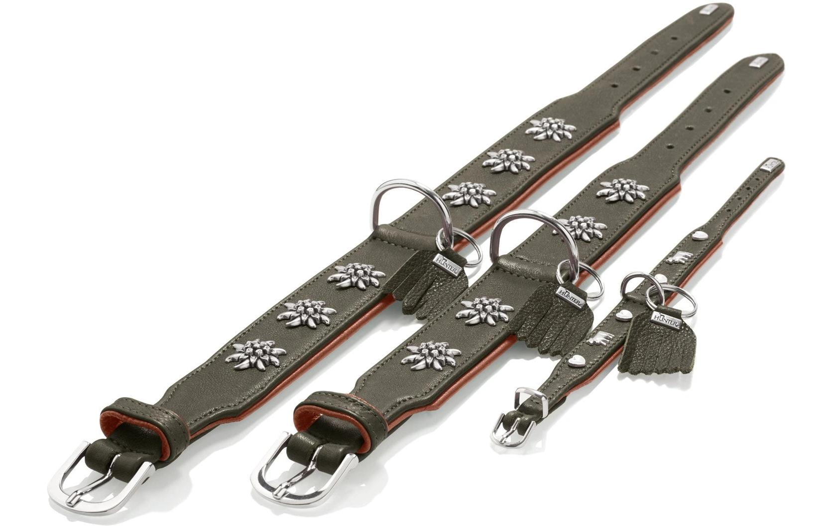 Hunter Halsband München 65/L, Rindsleder, Grün/Cognac