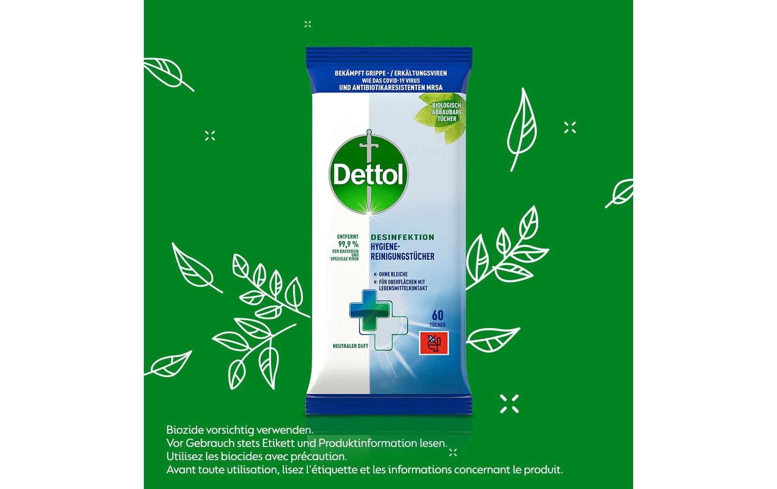 Dettol Desinfektion Hygiene-Reinigungstücher 60 Stück