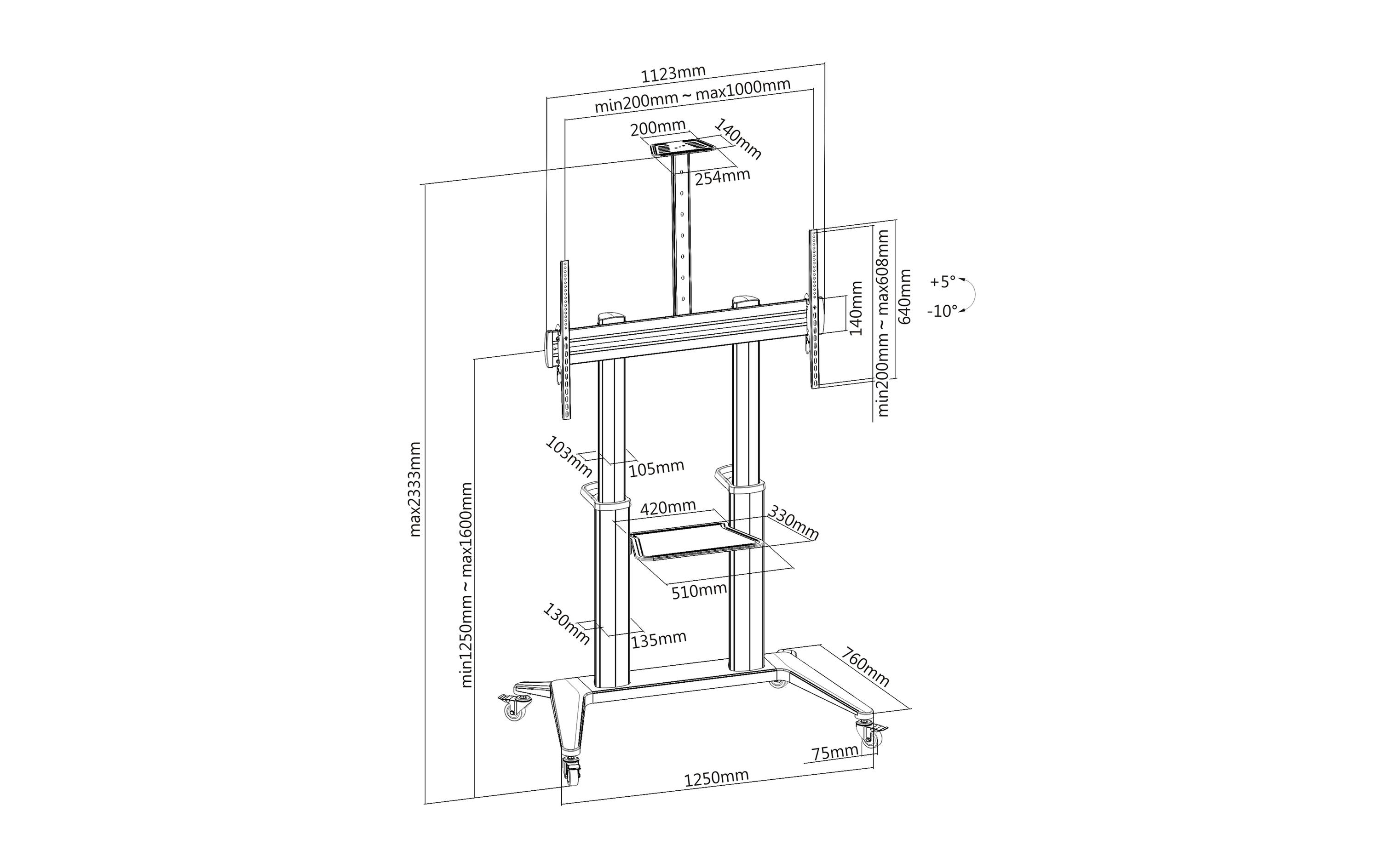 PureMounts TV-Trolley PDS-0012C PureMounts DS, Schwarz