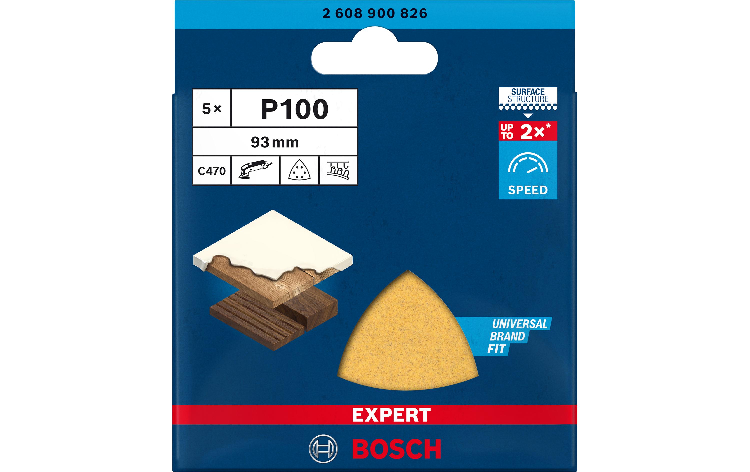 Bosch Professional Schleifpapier EXPERT C470, 93 mm, G 100, 5 Stück