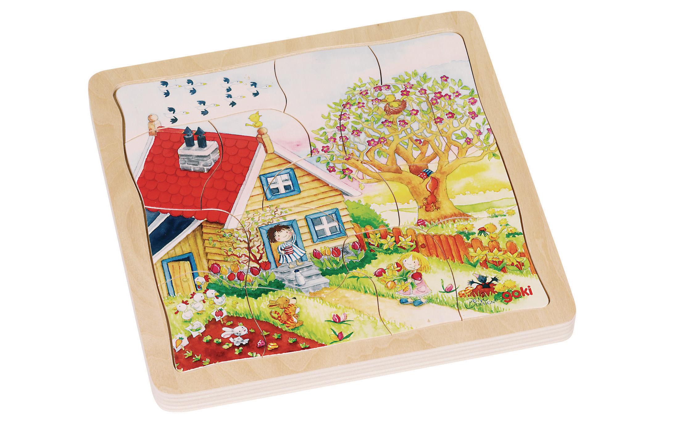 Goki Holzpuzzle Schichtenpuzzle Jahreszeiten