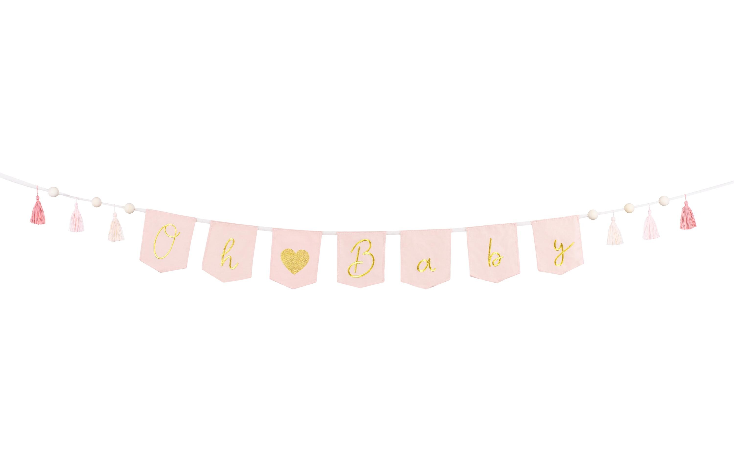 Partydeco Girlande Oh Baby 2.5 m, Gold/Hellrosa