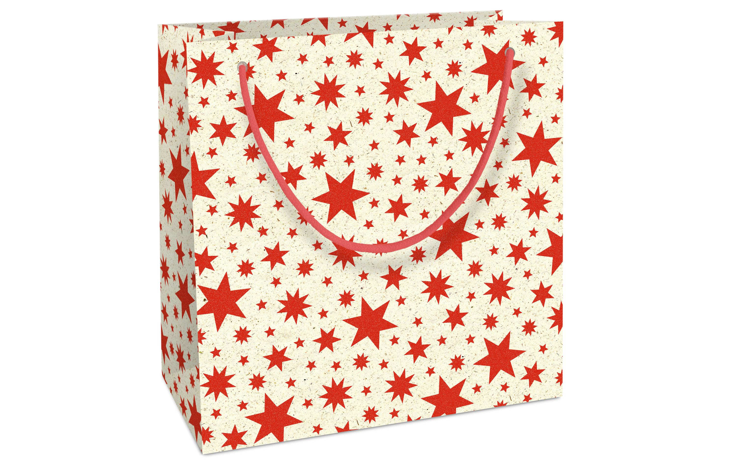 Braun + Company Geschenktasche Beautiful Stars 20 x 21 x 8 cm, Rot