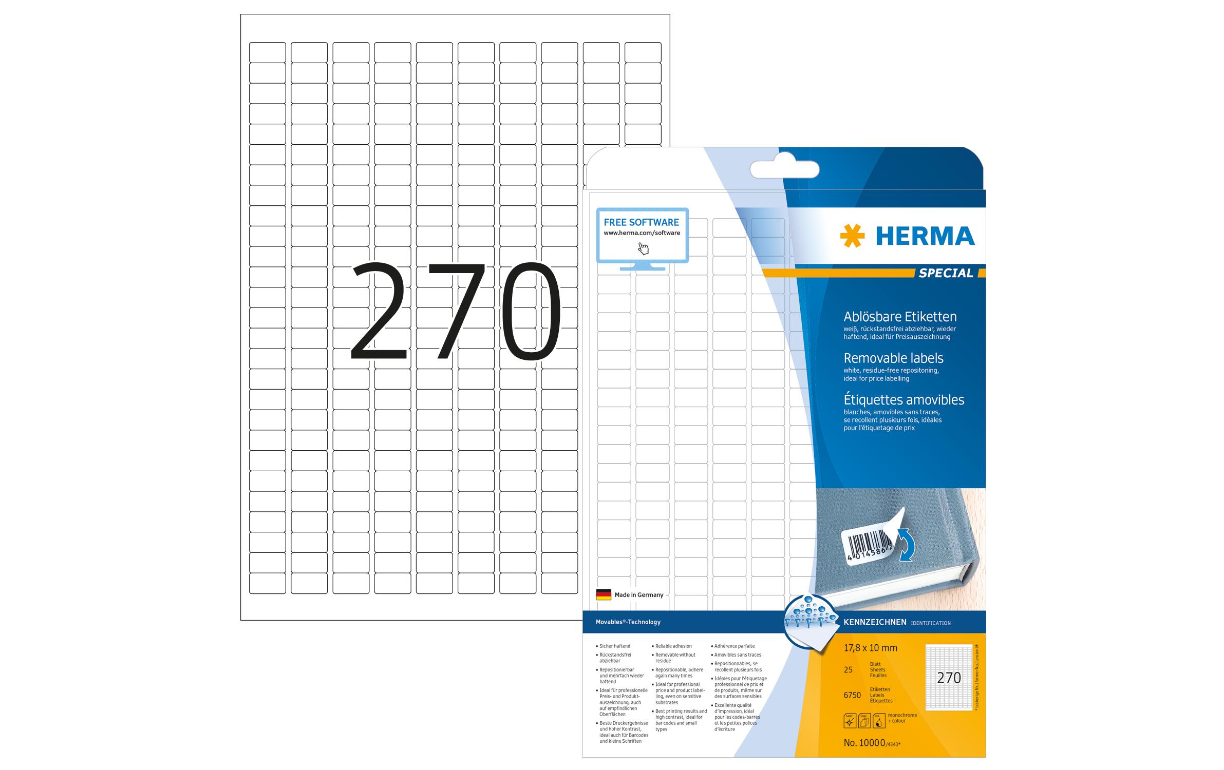 HERMA Universal-Etiketten 1.78 x 1 cm, 6750 Etiketten