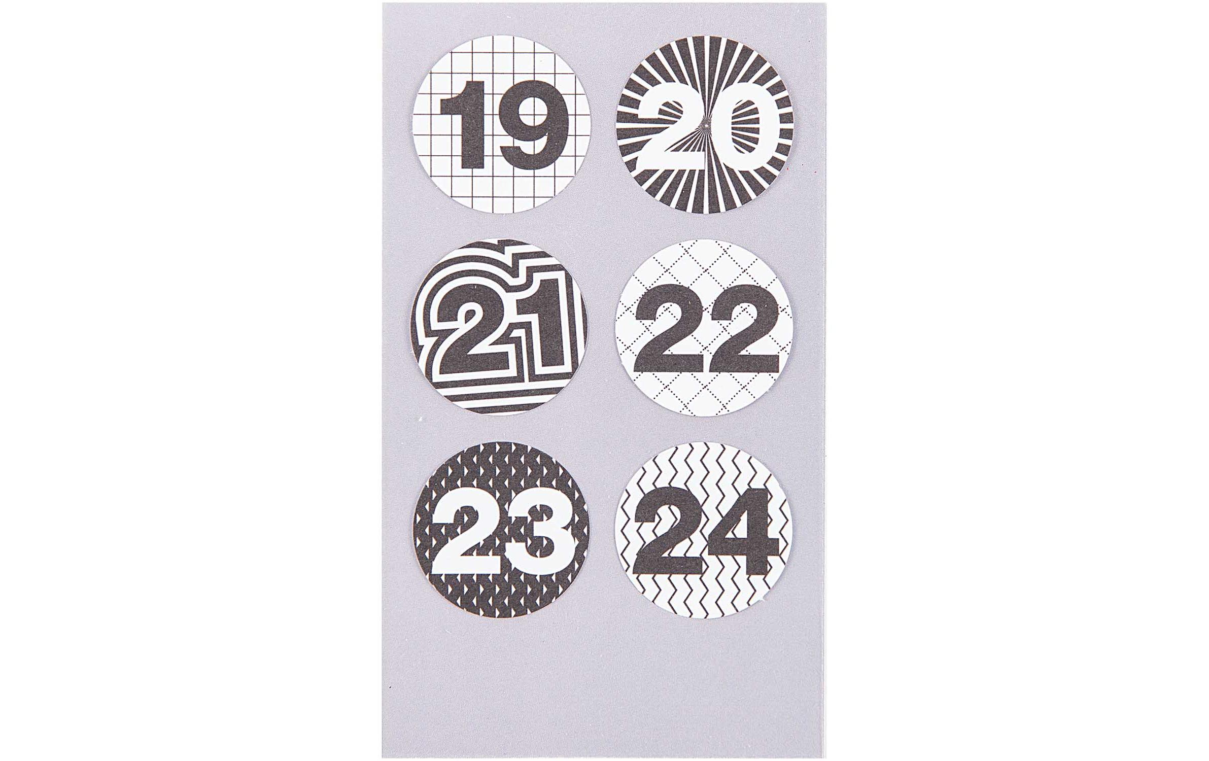 Rico Design Adventskalender-Zahlen Sticker Schwarz/Weiss, 4 Blatt