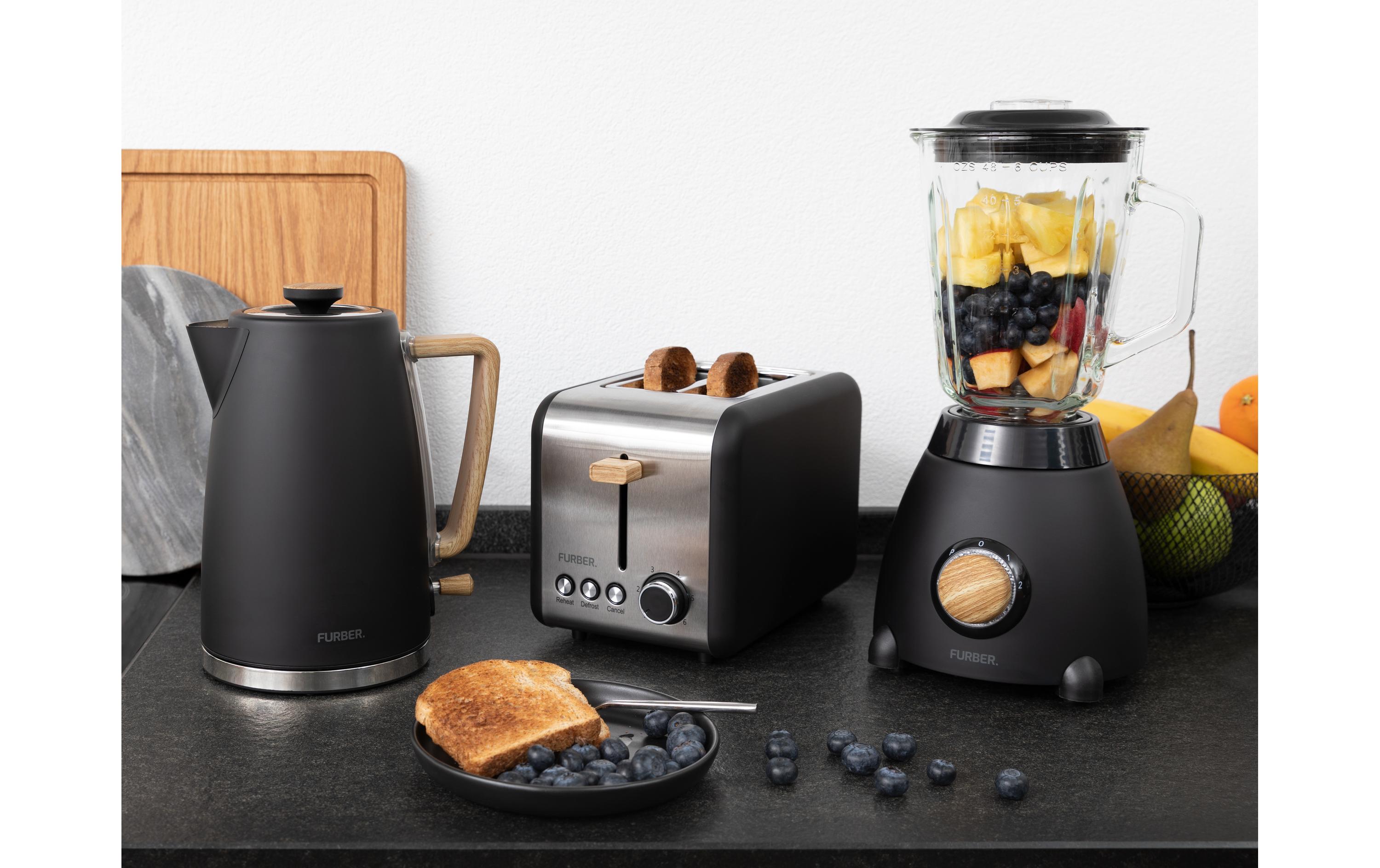 FURBER Wasserkocher, Standmixer und Toaster Set Chaplin Schwarz