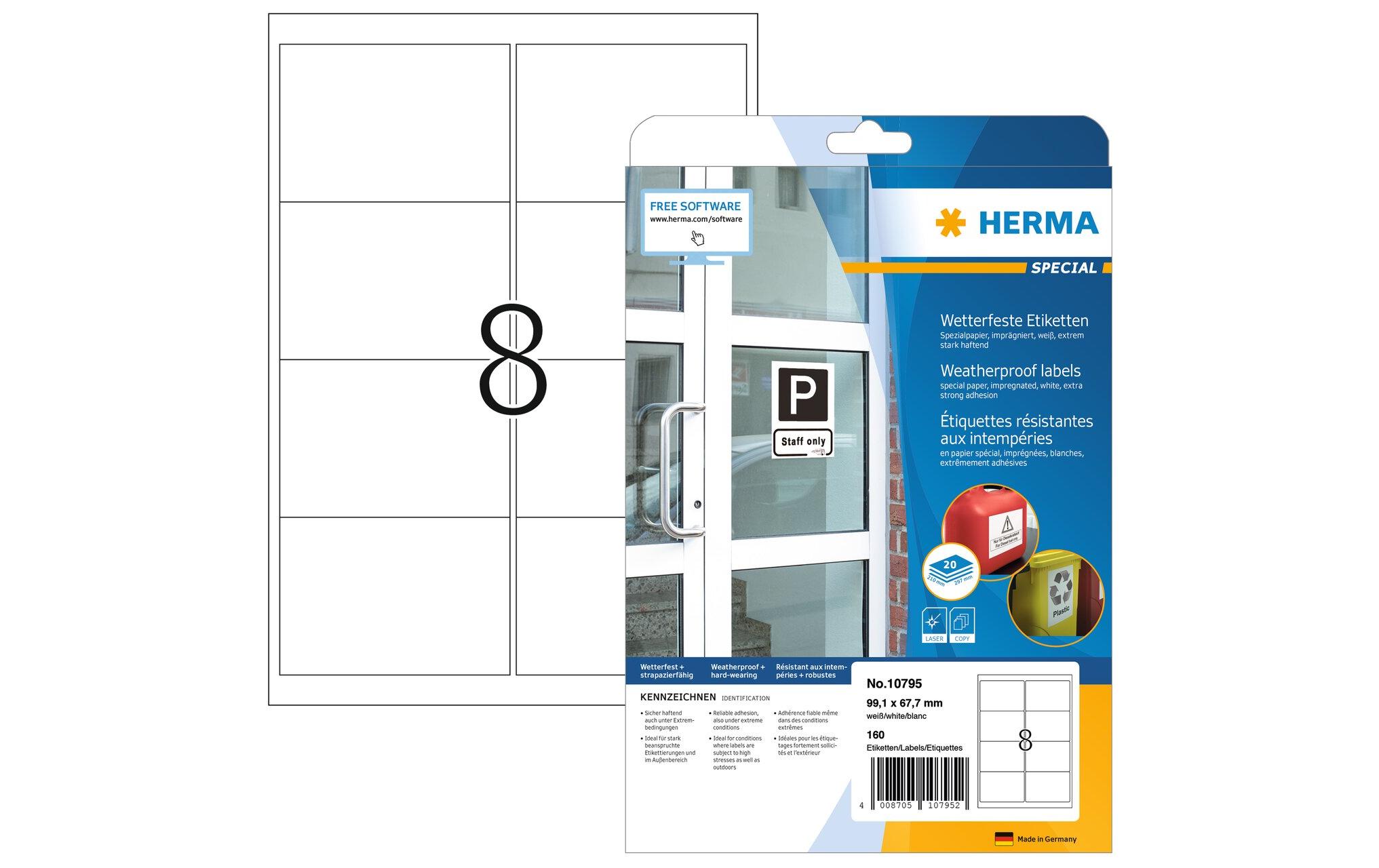 HERMA Outdoor-Etiketten 99.1 x 67.7 mm, 20 Blatt