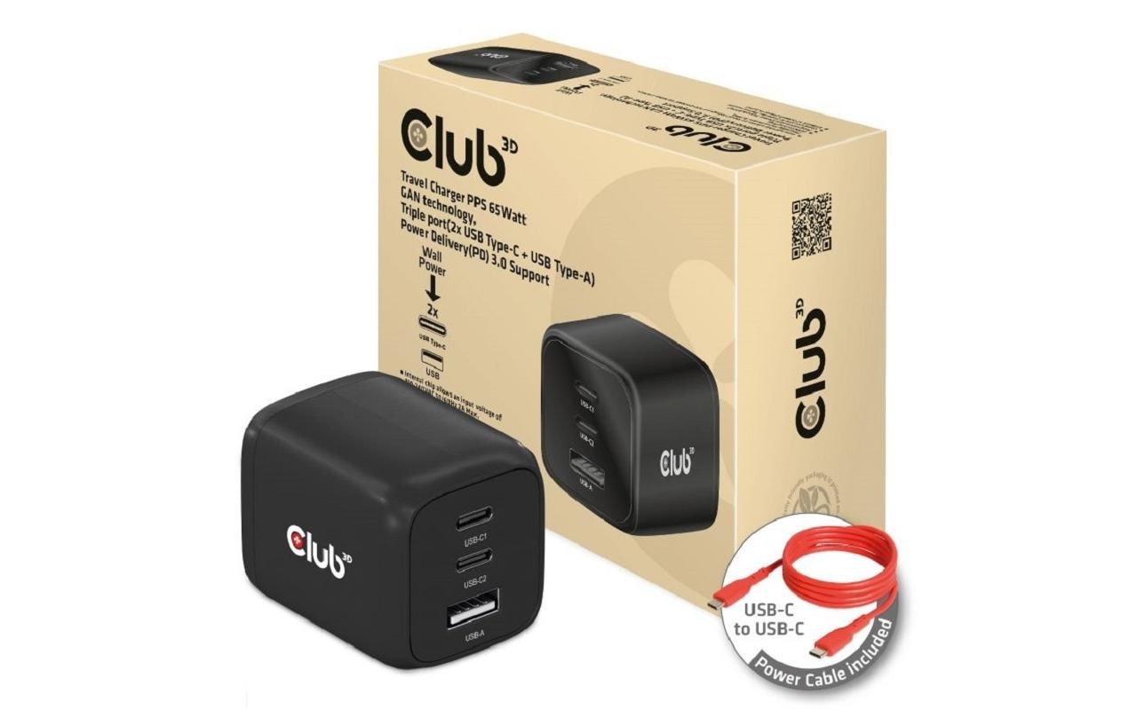 Club 3D USB-Wandladegerät PPS 65Watt GAN-Technologie CAC-1913