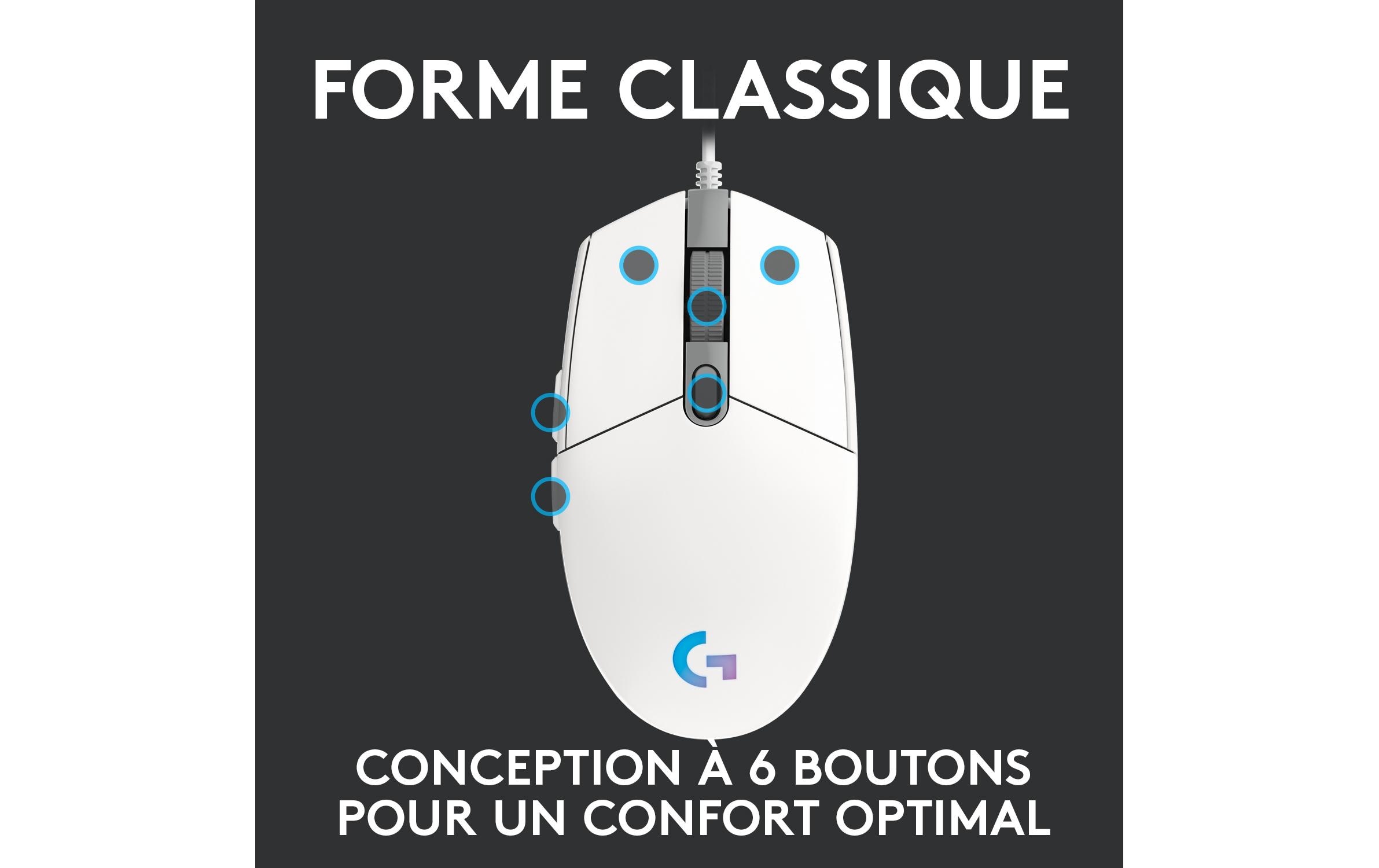 Logitech Gaming-Maus G203 Lightsync Weiss