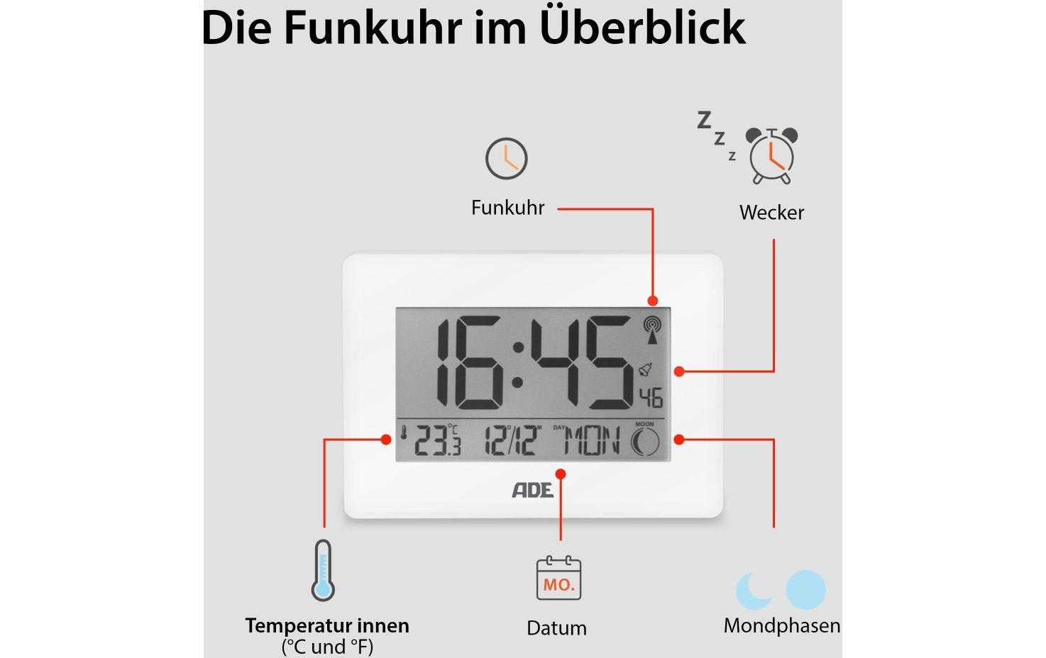 ADE Funkuhr XXL-Ziffern