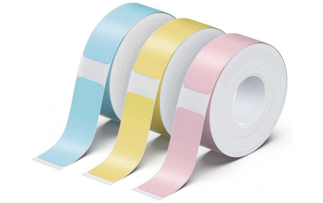 Peach Beschriftungsband LabelRolls PE101 Schwarz auf Tricolor