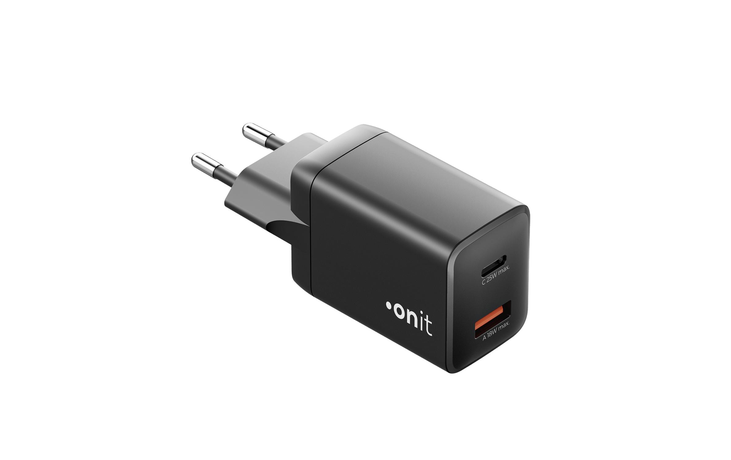 onit USB-Wandladegerät PD25W + QC3.0 Schwarz