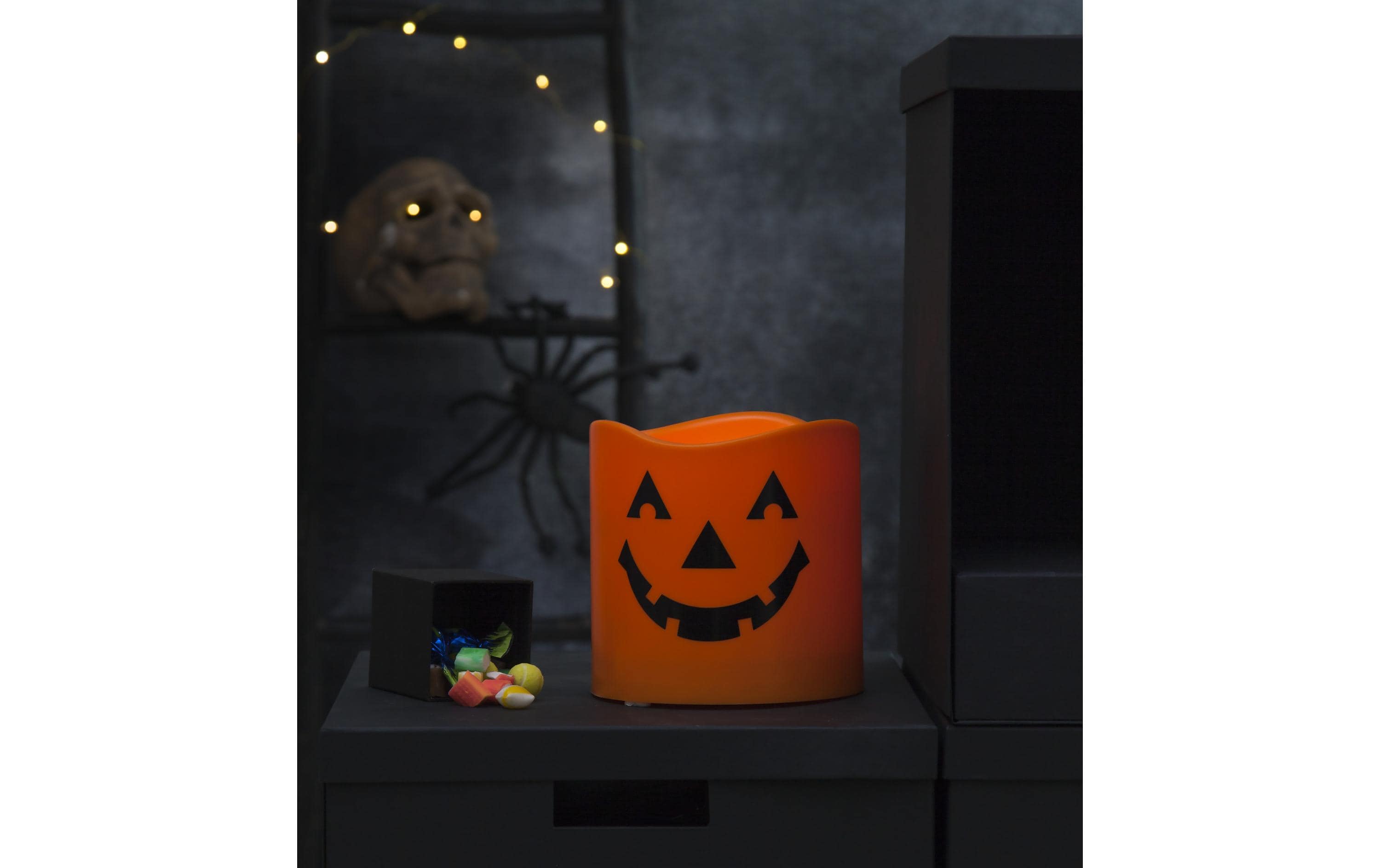 Star Trading LED-Kerze Halloween, Ø 15 x 15 cm, Orange