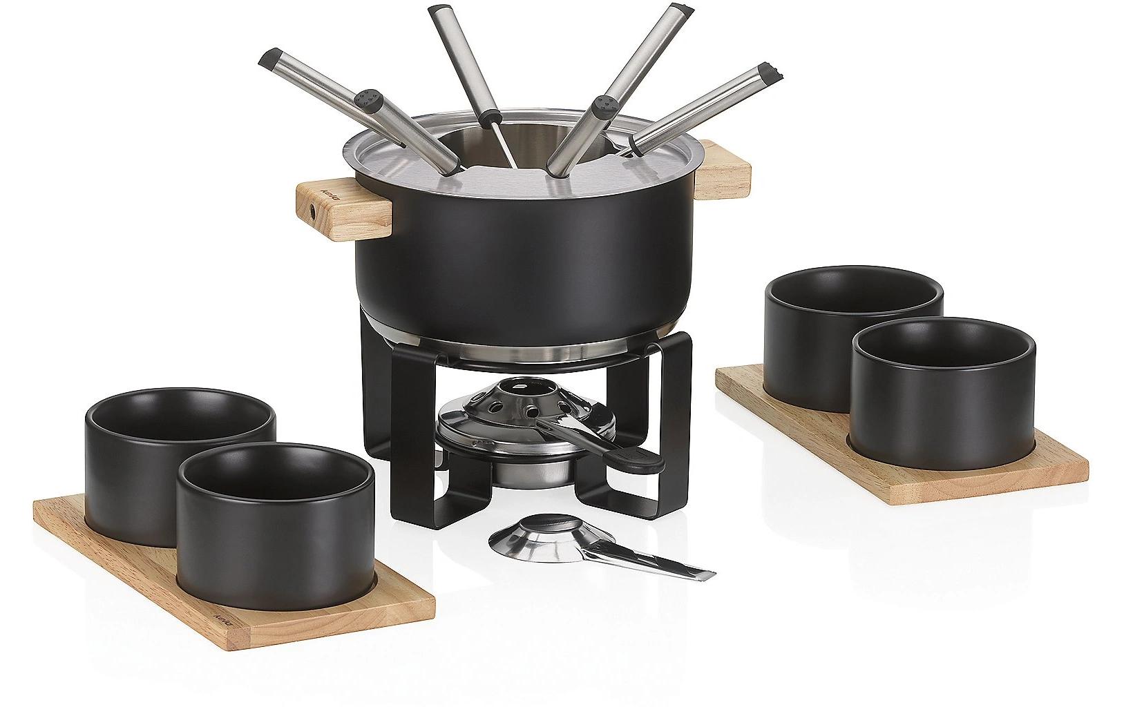 Kela Fleischfondue-Set Gunten 16 Teile, Schwarz