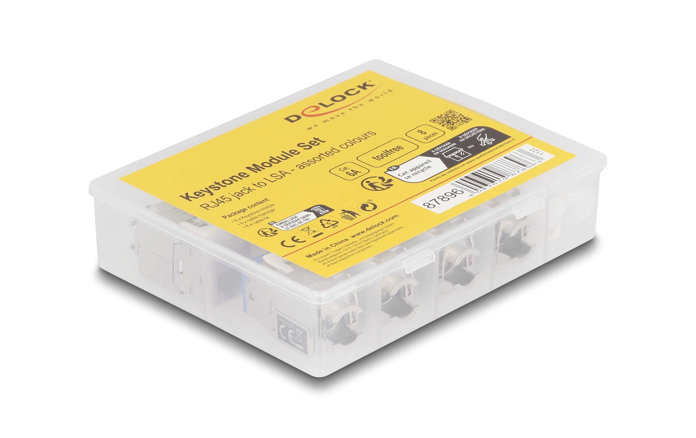 Delock Keystone-Modul RJ45 zu LSA, Cat.6A Farbig, 8 Stück