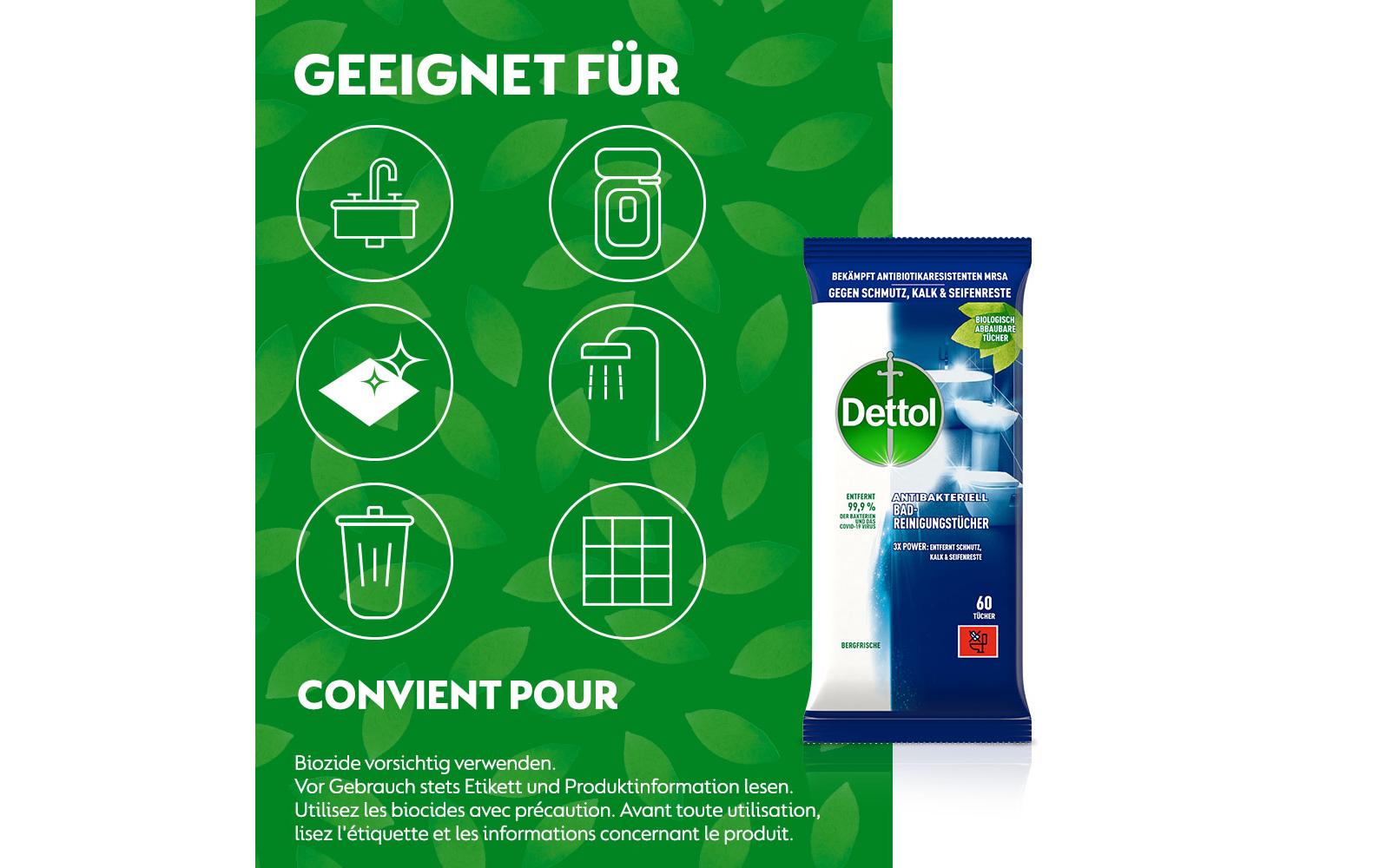 Dettol Bad-Reinigungstücher Bergfrische 60 Stück