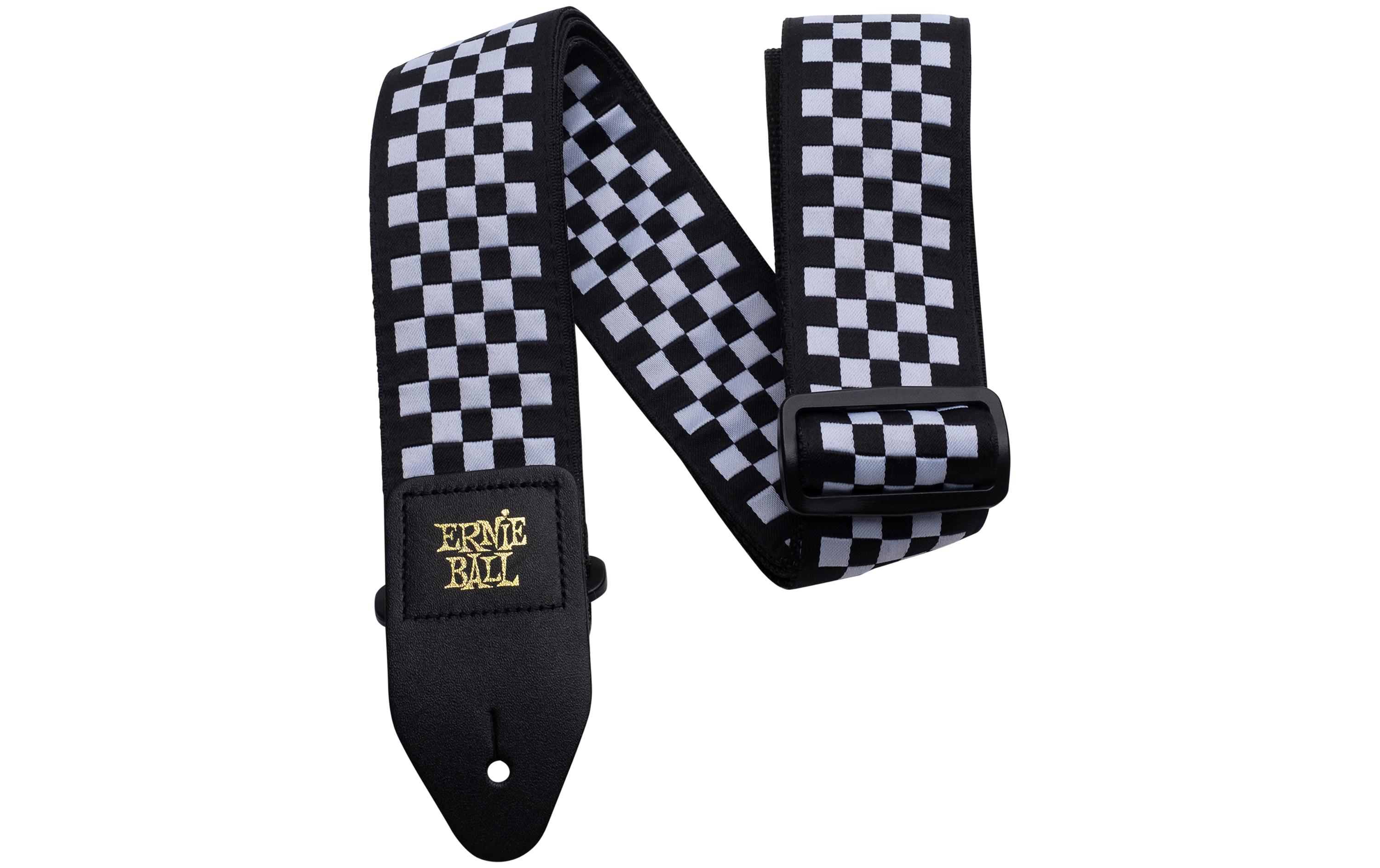 Ernie Ball Gitarrengurt Jacquard Black and White Checkered