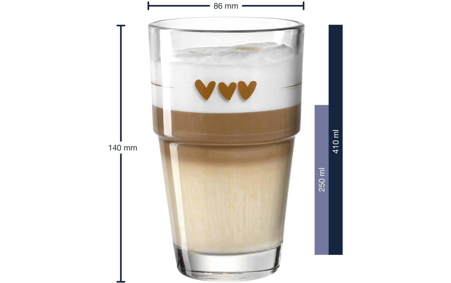 Leonardo Latte Macchiato Becher Solo Herz 410 ml, 6 Stück