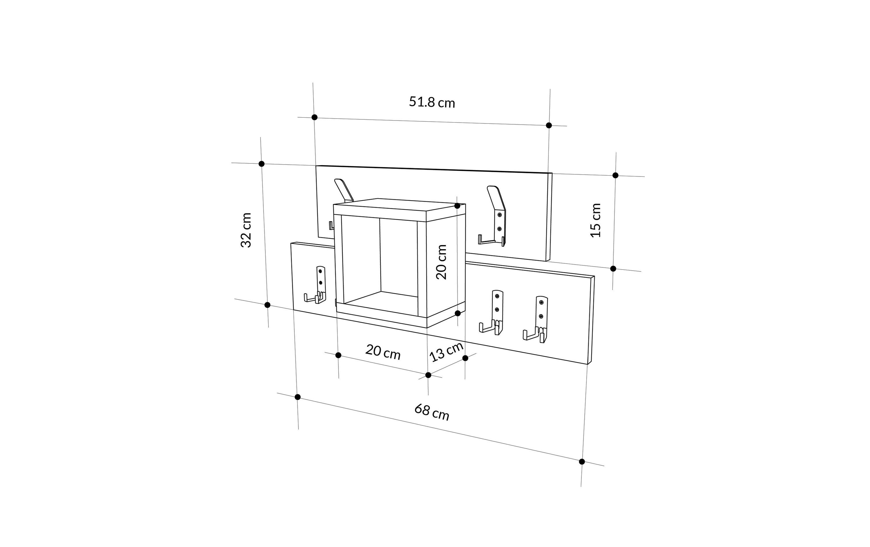 Woody Fashion Wandgarderobe Lumina 6 Haken, Braun