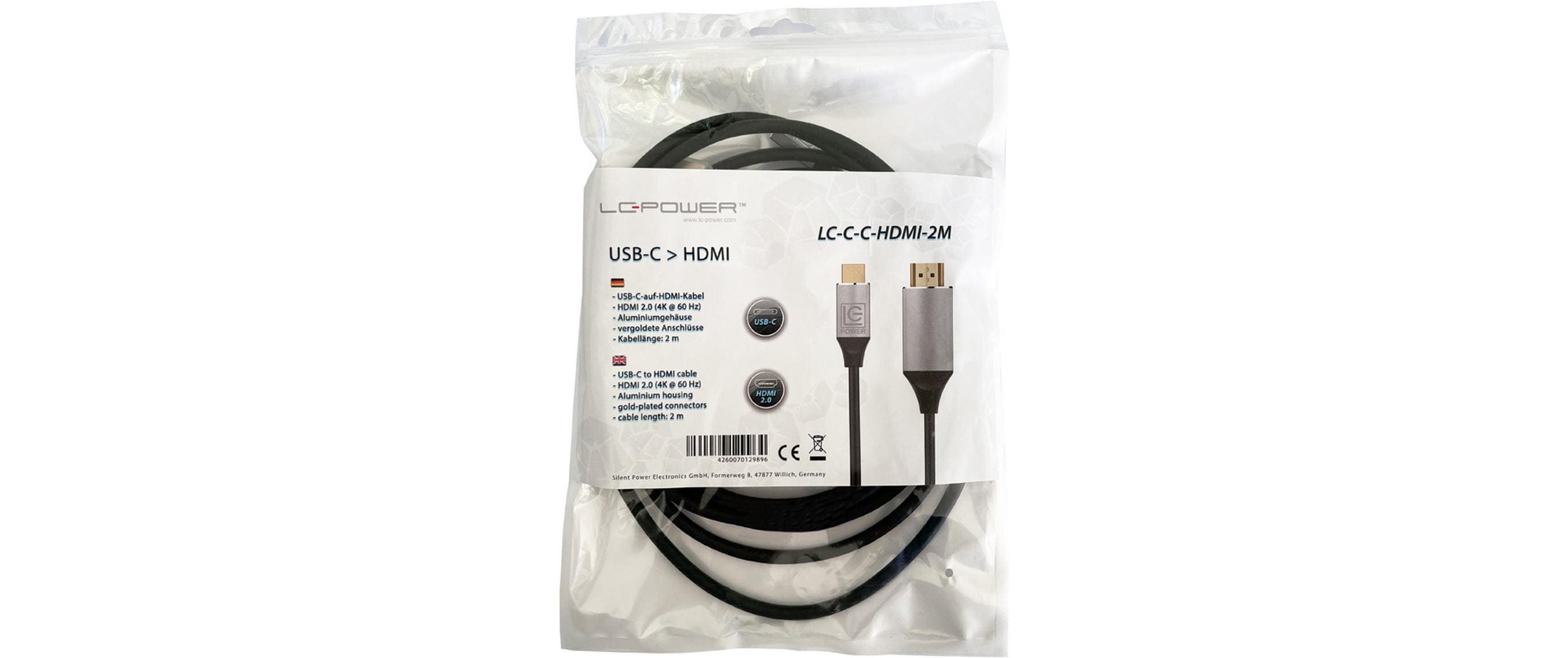 LC-Power Kabel LC-C-C-HDMI-2M USB Type-C - HDMI, 2 m