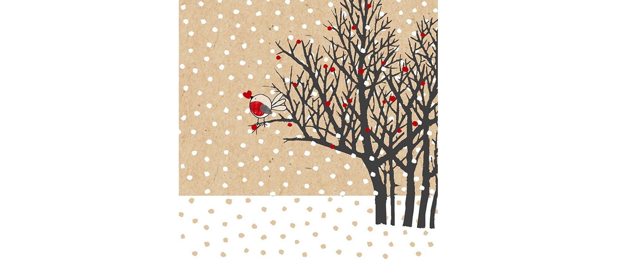 Braun + Company Weihnachtsservietten By Nature Little red Bird 20 Stück