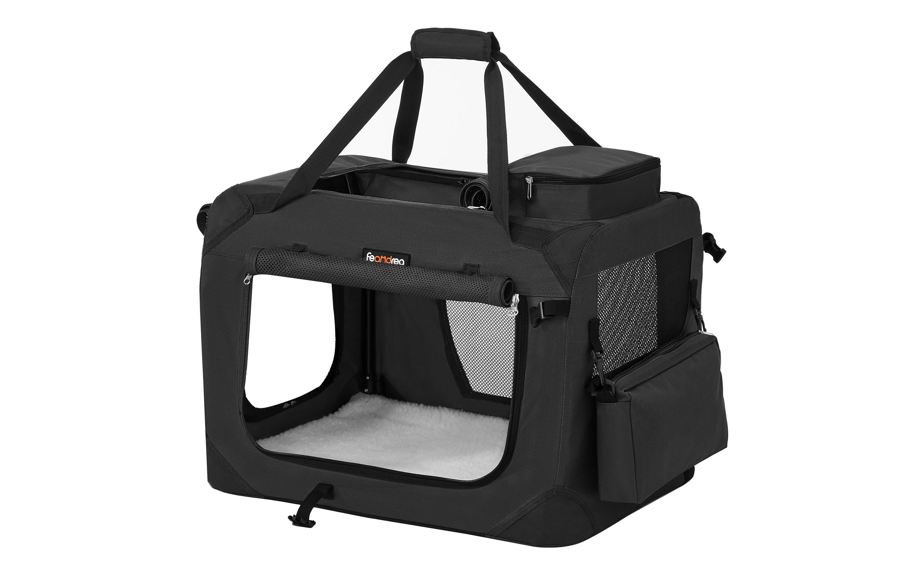 Feandrea Transportbox Haustier, 60 x 42 x 42 cm, Schwarz