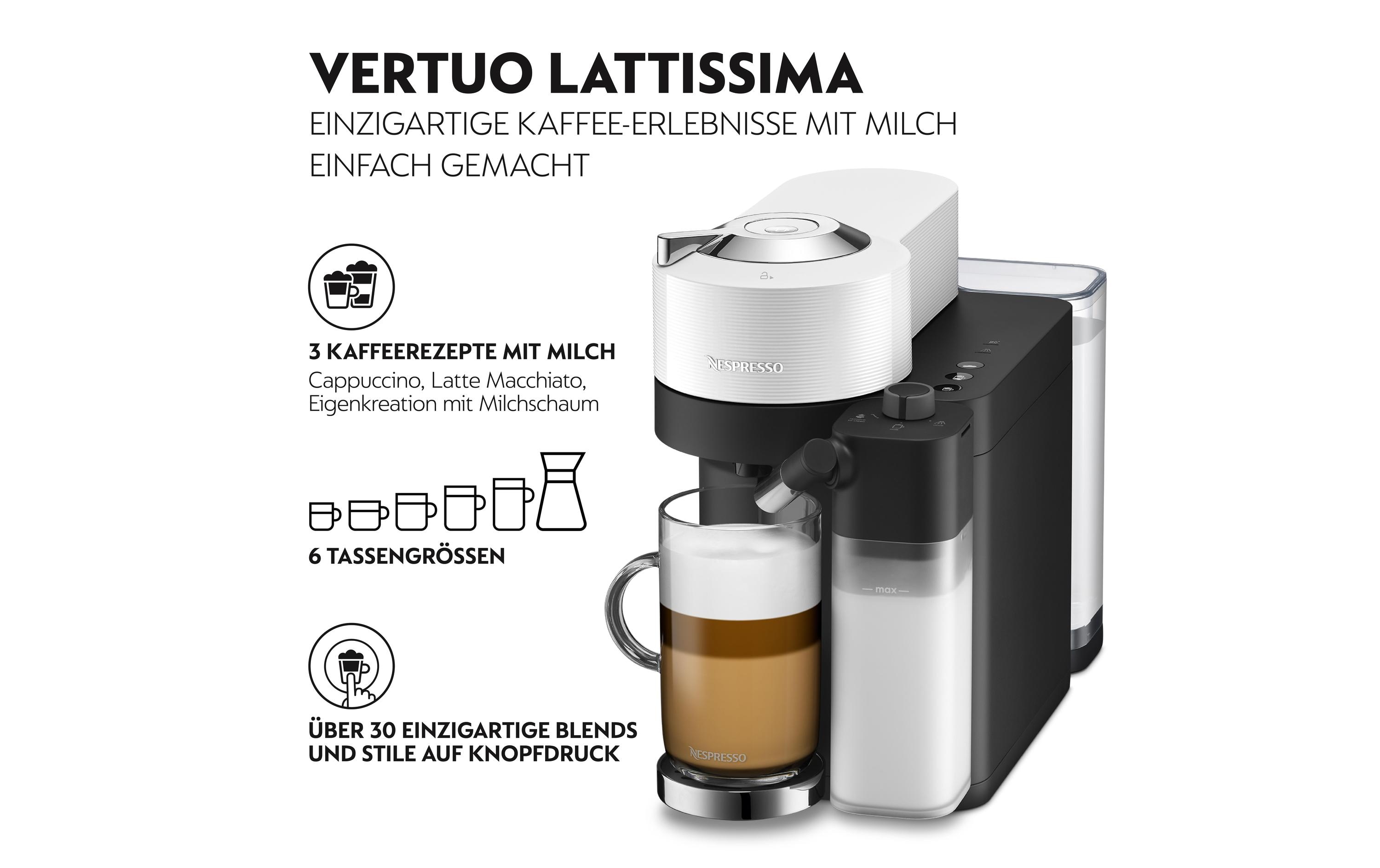 De'Longhi Kaffeemaschine Nespresso Vertuo Lattissima ENV300.W Weiss