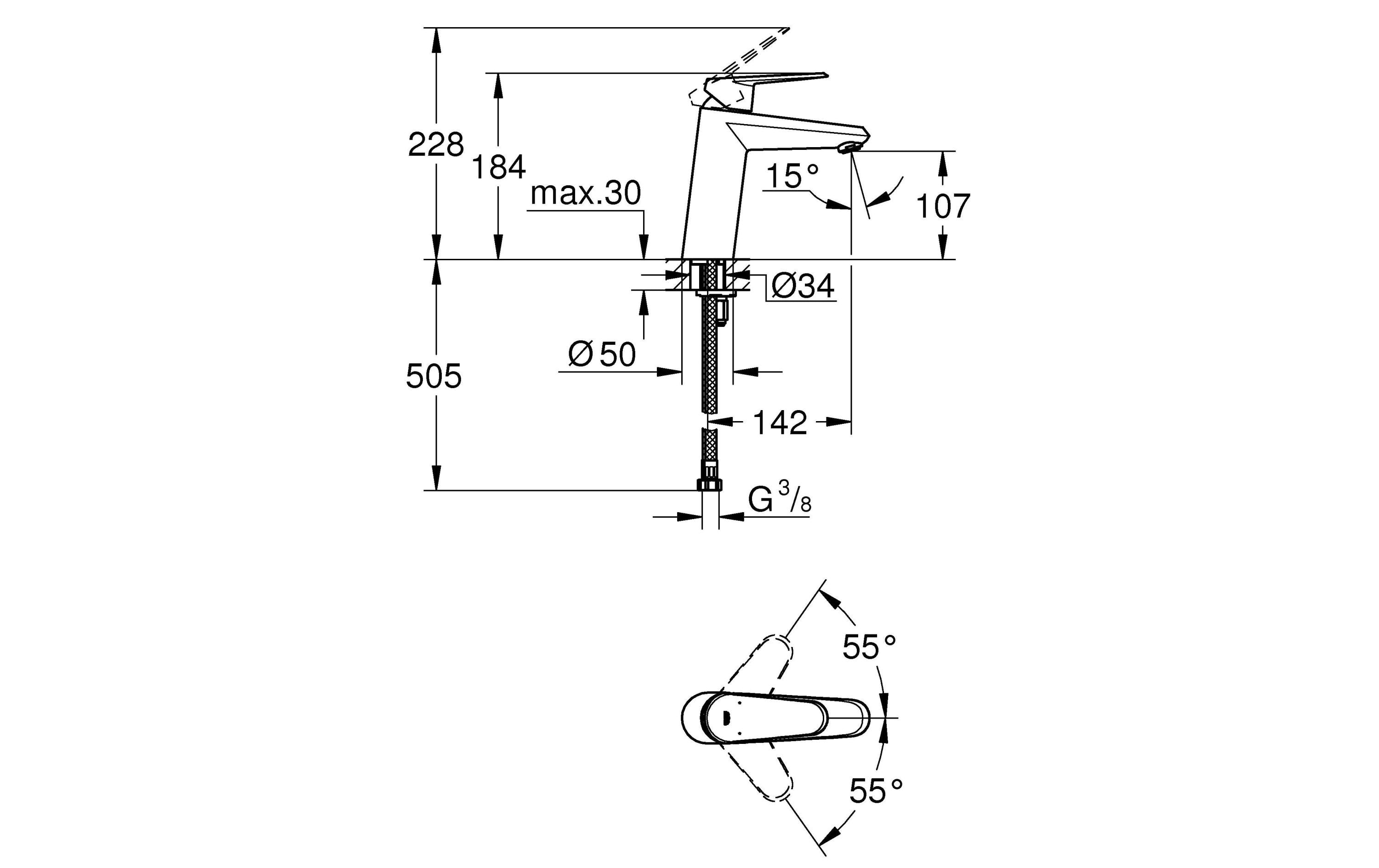 GROHE Lavaboarmatur Eurodisc Cosmopolitan M, 1/2, Chrom