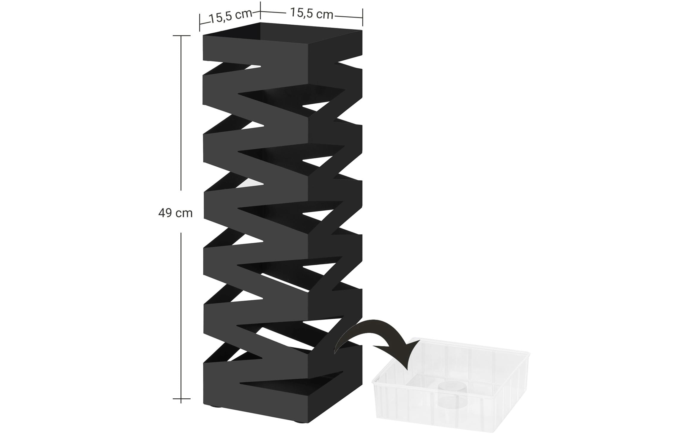 Songmics Schirmständer mit Zick-Zack Muster 49 cm, Schwarz